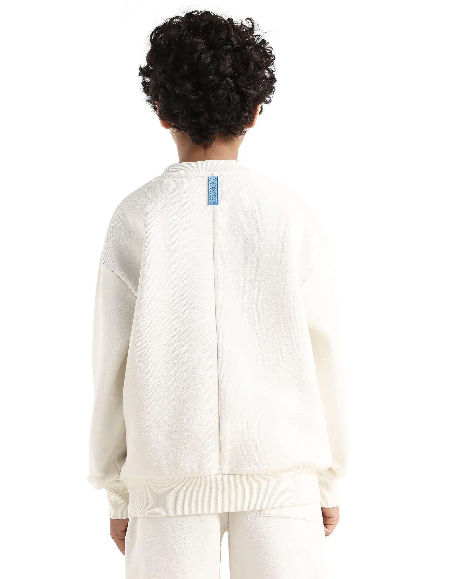 Rare Ones Kids Fabio Off White Cotton Blend Pull-On Closure Graphic Print Full Sleeves Boxy Sweatshirt