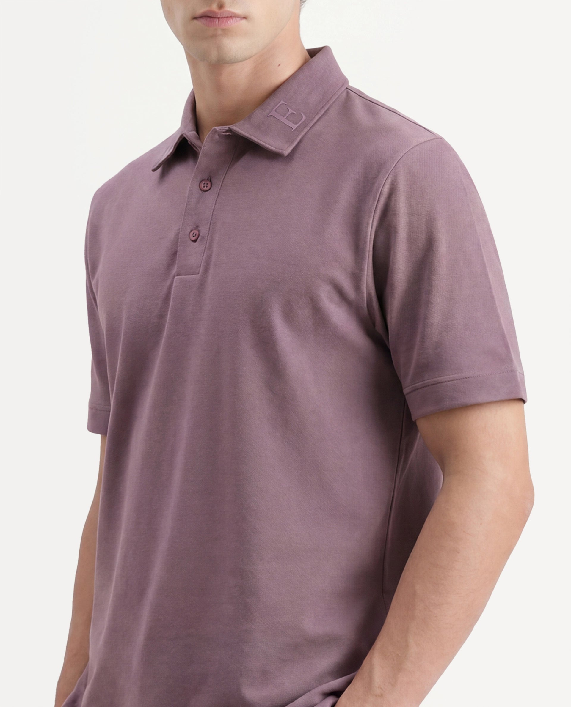 Rare Rabbit Men's Fabios Dusky Purple Cotton Regular Fit Half Sleeves Plain Polo