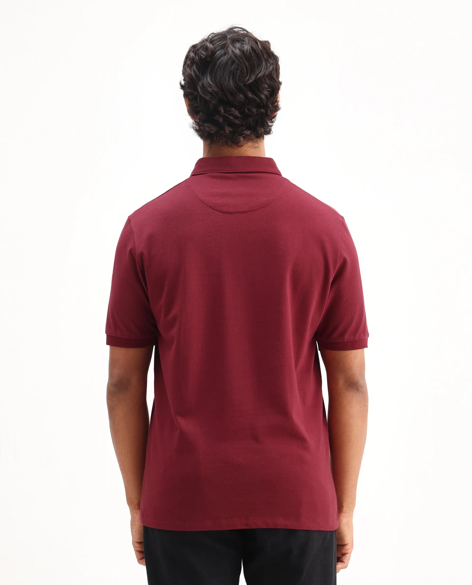 Rare Rabbit Men's Face Red Cotton Embroidered Regular Fit Half Sleeve Polo