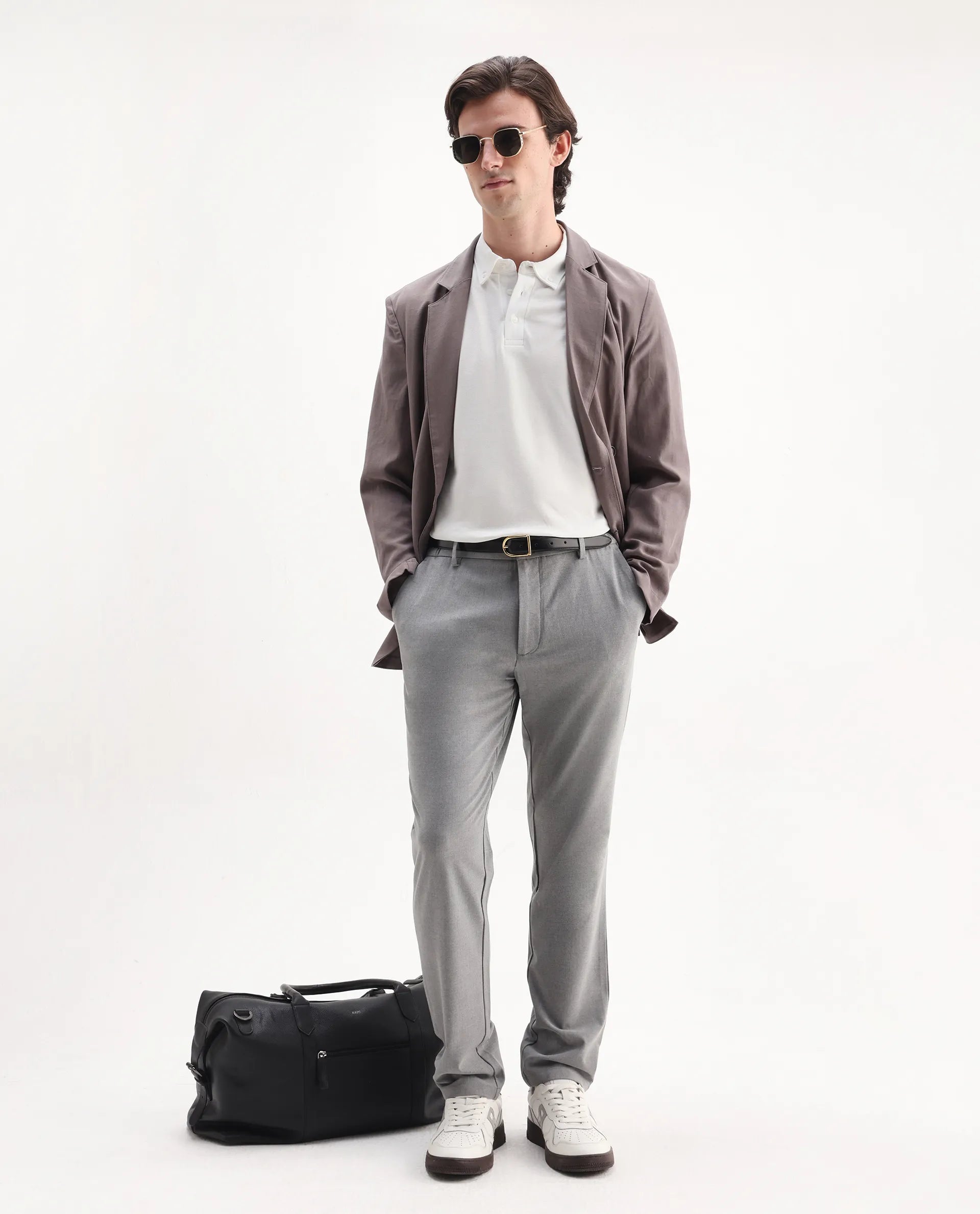 Rare Rabbit Men's Face White Cotton Embroidered Regular Fit Half Sleeve Polo