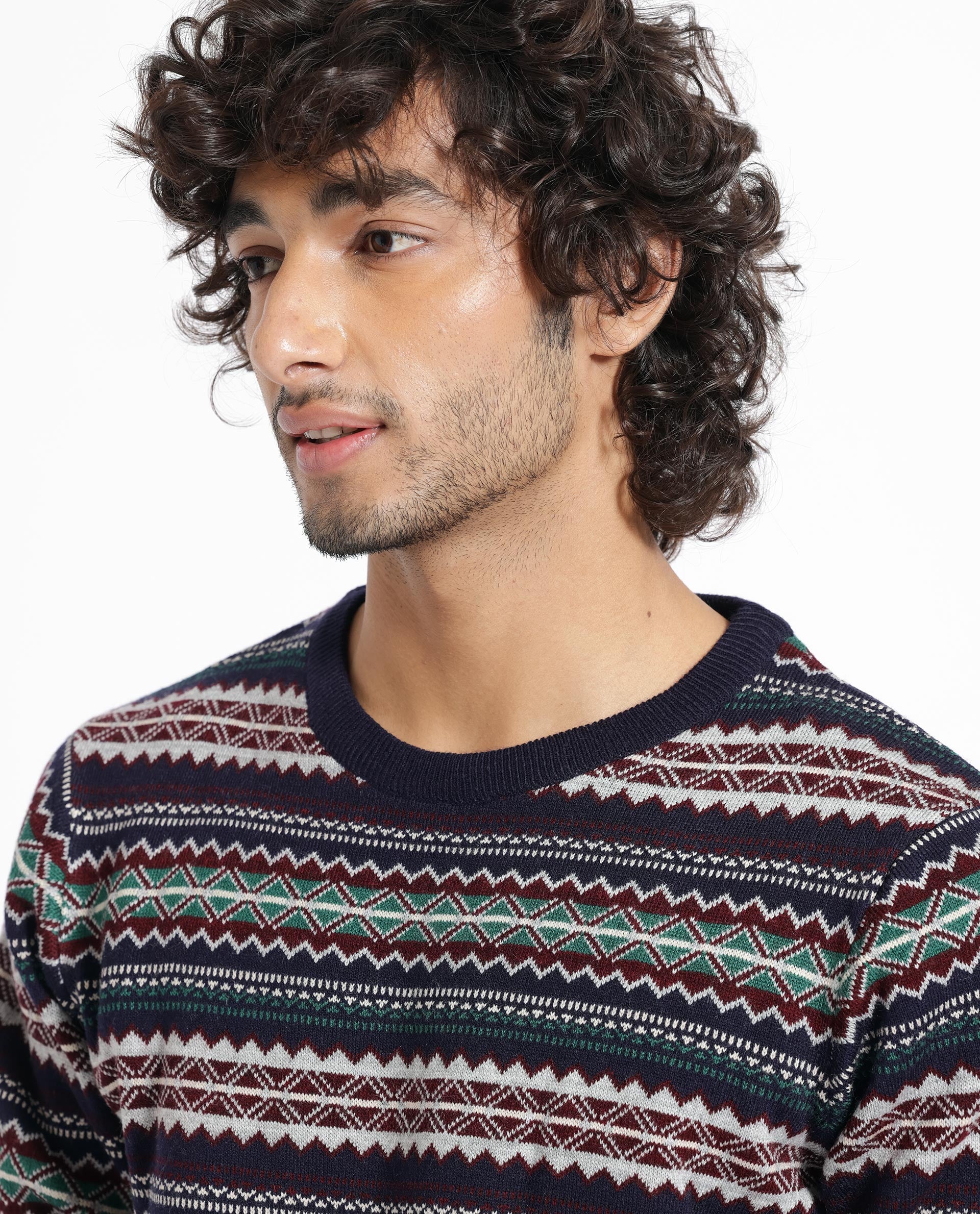 RARE RABBIT MENS FARE NAVY SWEATER FULL SLEEVE CREW NECK SOLID