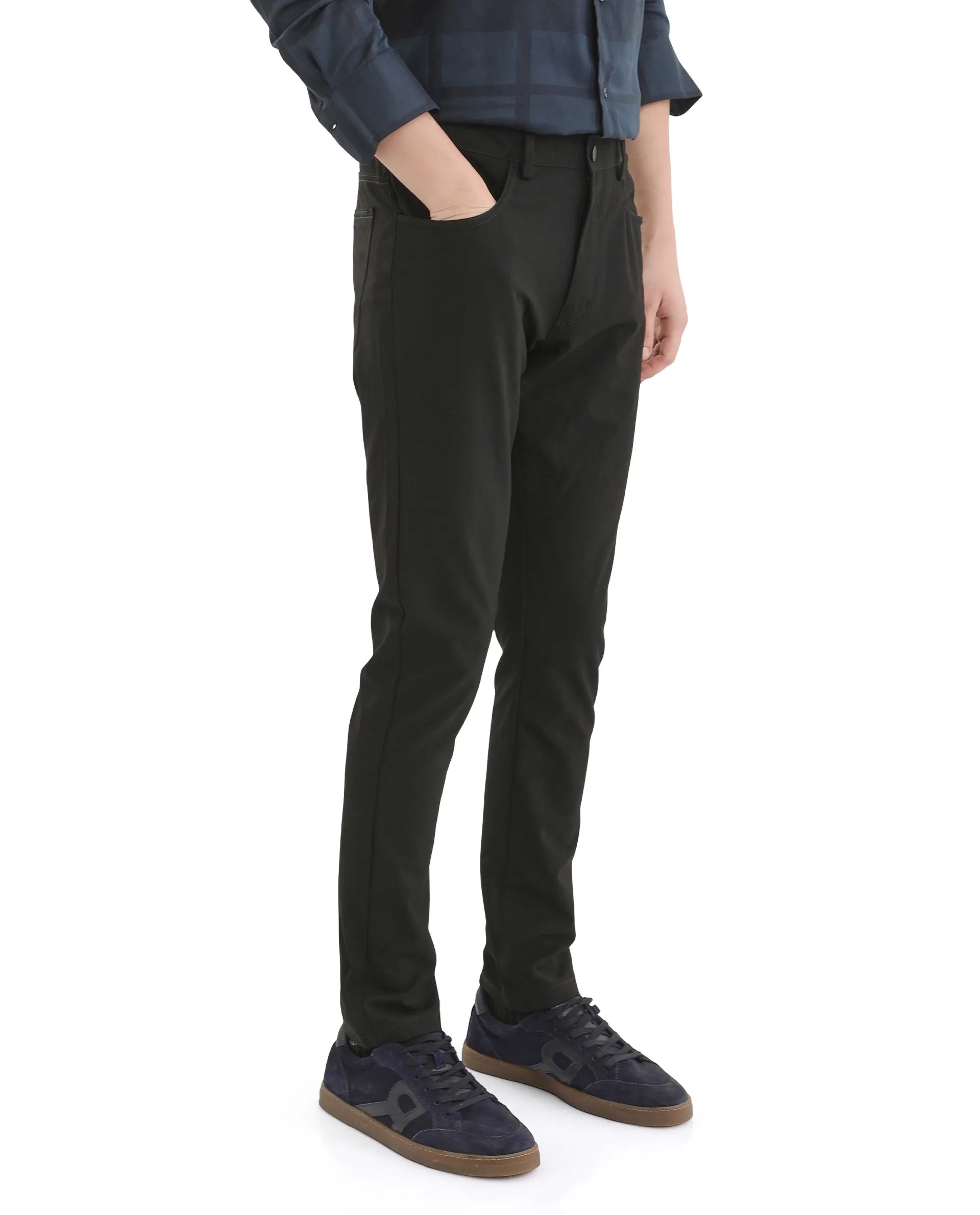 Rare Rabbit Men Fastro Black Button Closure Regular Fit Plain Trouser