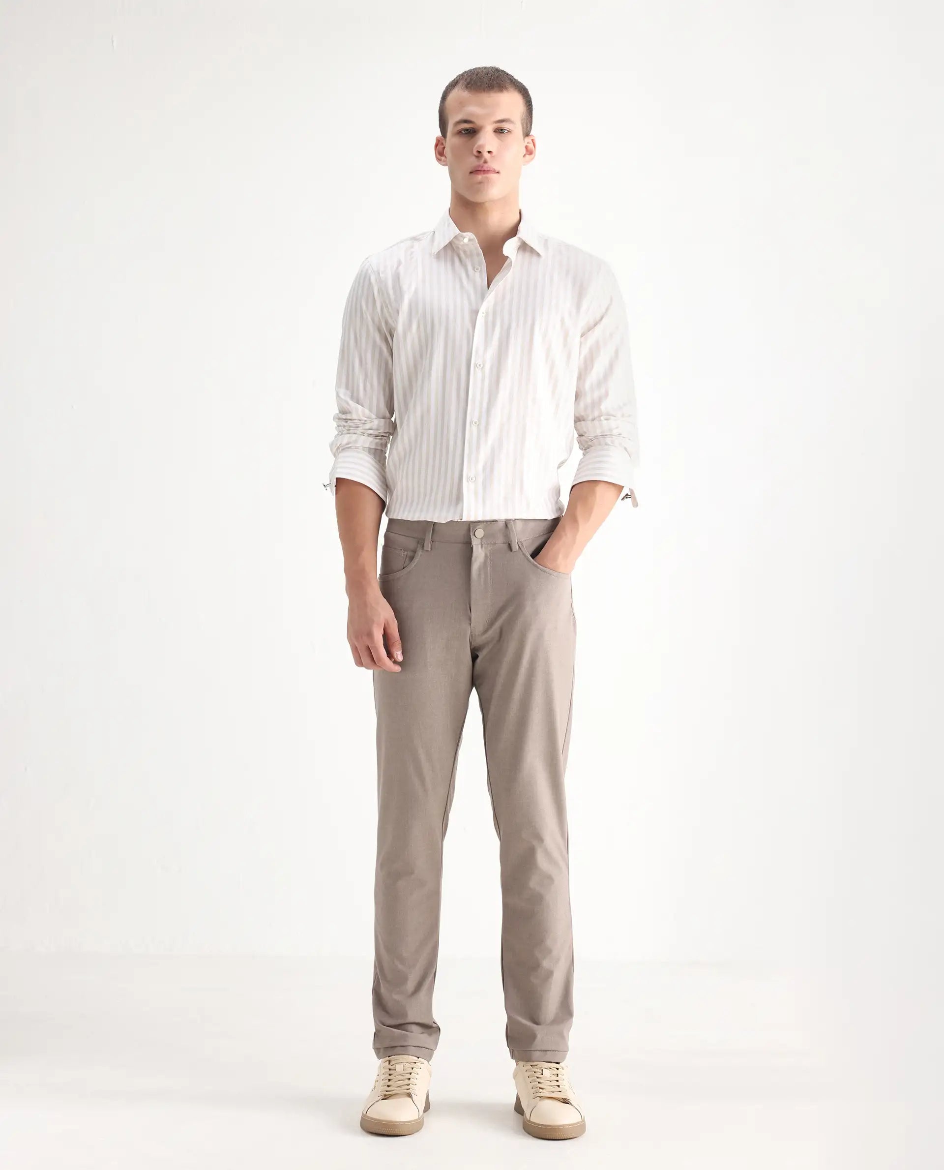 Rare Rabbit Men's Cotton Plain Regular Fit Trouser