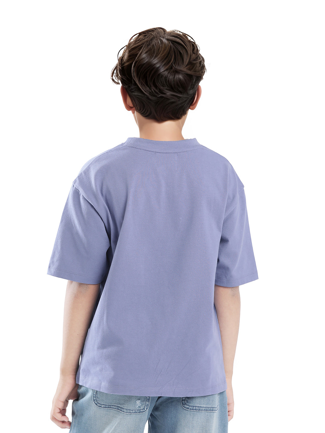 Rare Ones Kids Faun Light Purple Cotton Solid Slip-On Oversized Fit T-Shirt