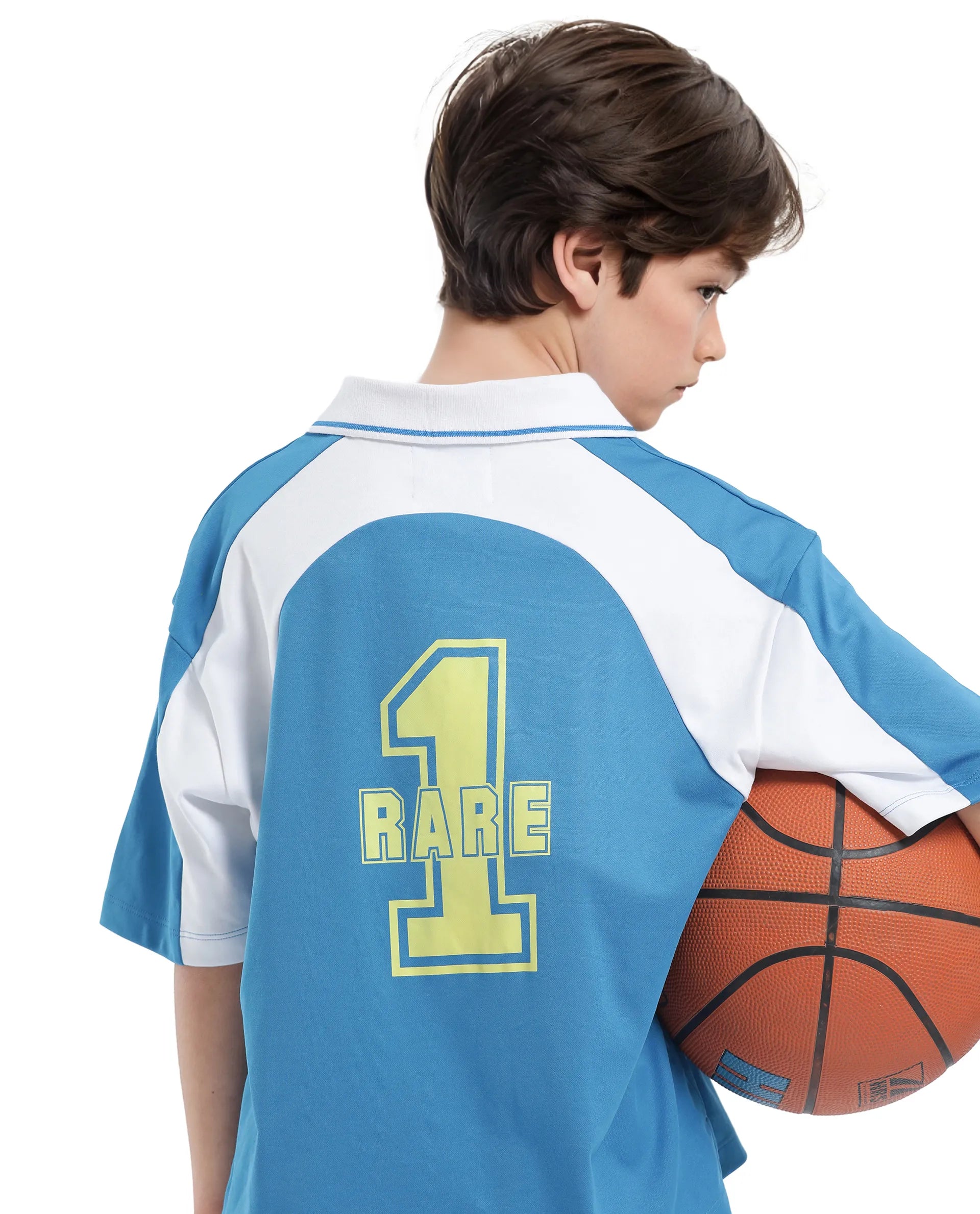 Rare Ones Kids Faze Blue Cotton Blend Half Sleeve Button Graphic Printed Boxy Fit Polo