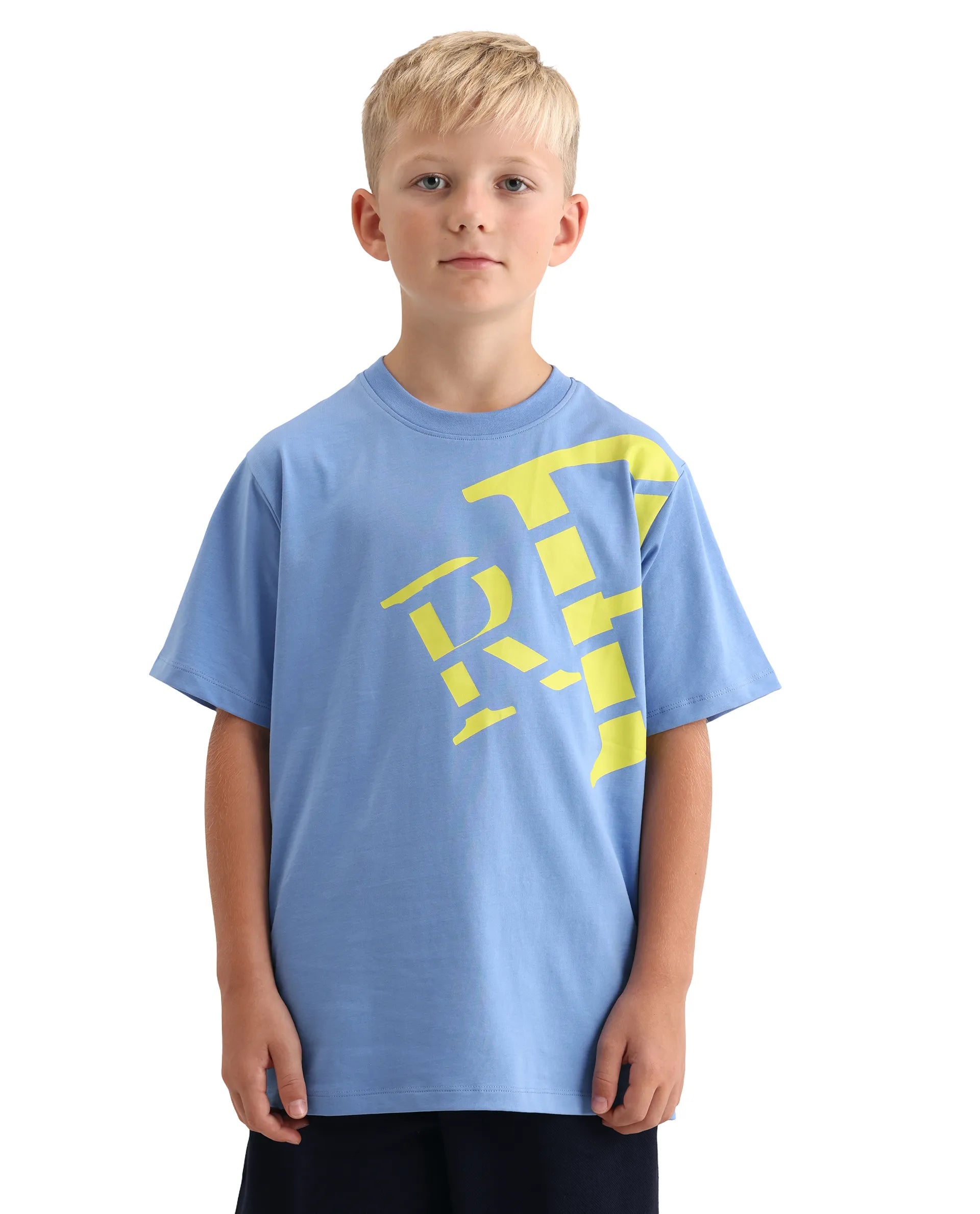 Rare Ones Kids Feat-K Light Blue Cotton Blend Fabric Pull-On Closure Regular Fit T-Shirt