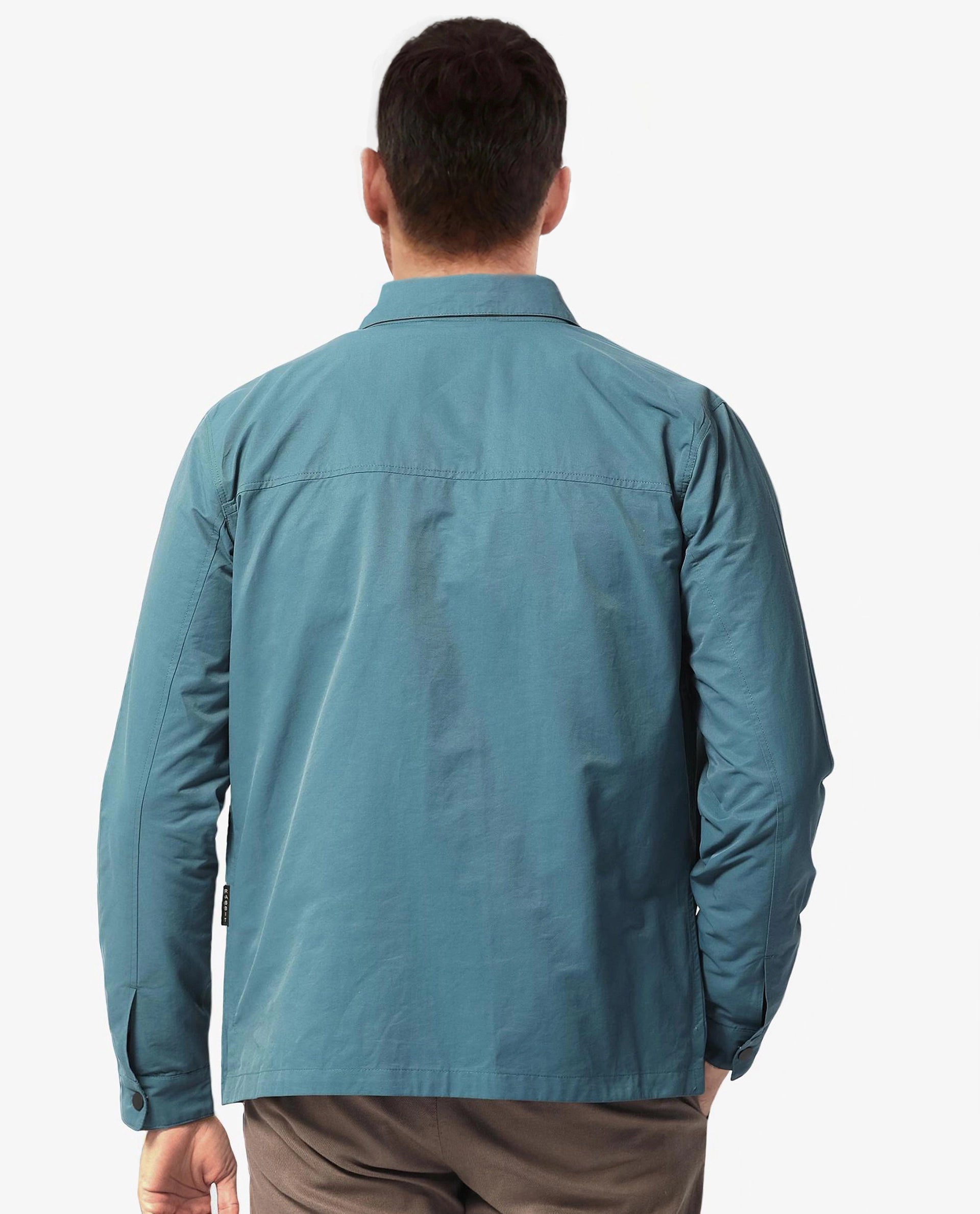 Rare Rabbit Men's Feliu Teal Plain Multi Pocket Utility Jacket