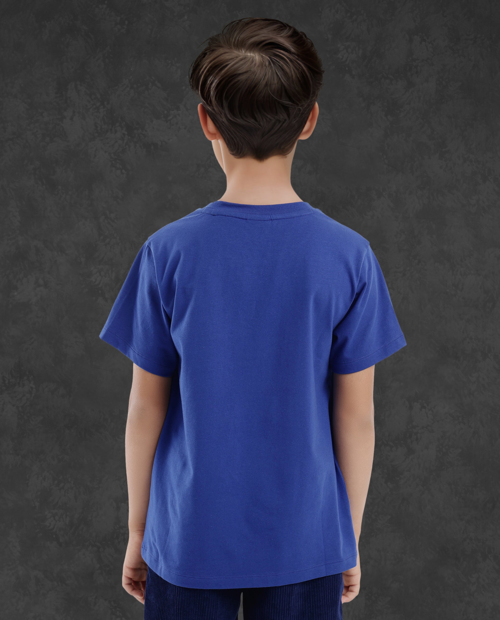 Rare Ones Kids Felix Blue Cotton Half Sleeves Crew Neck Graphic Print T-Shirt