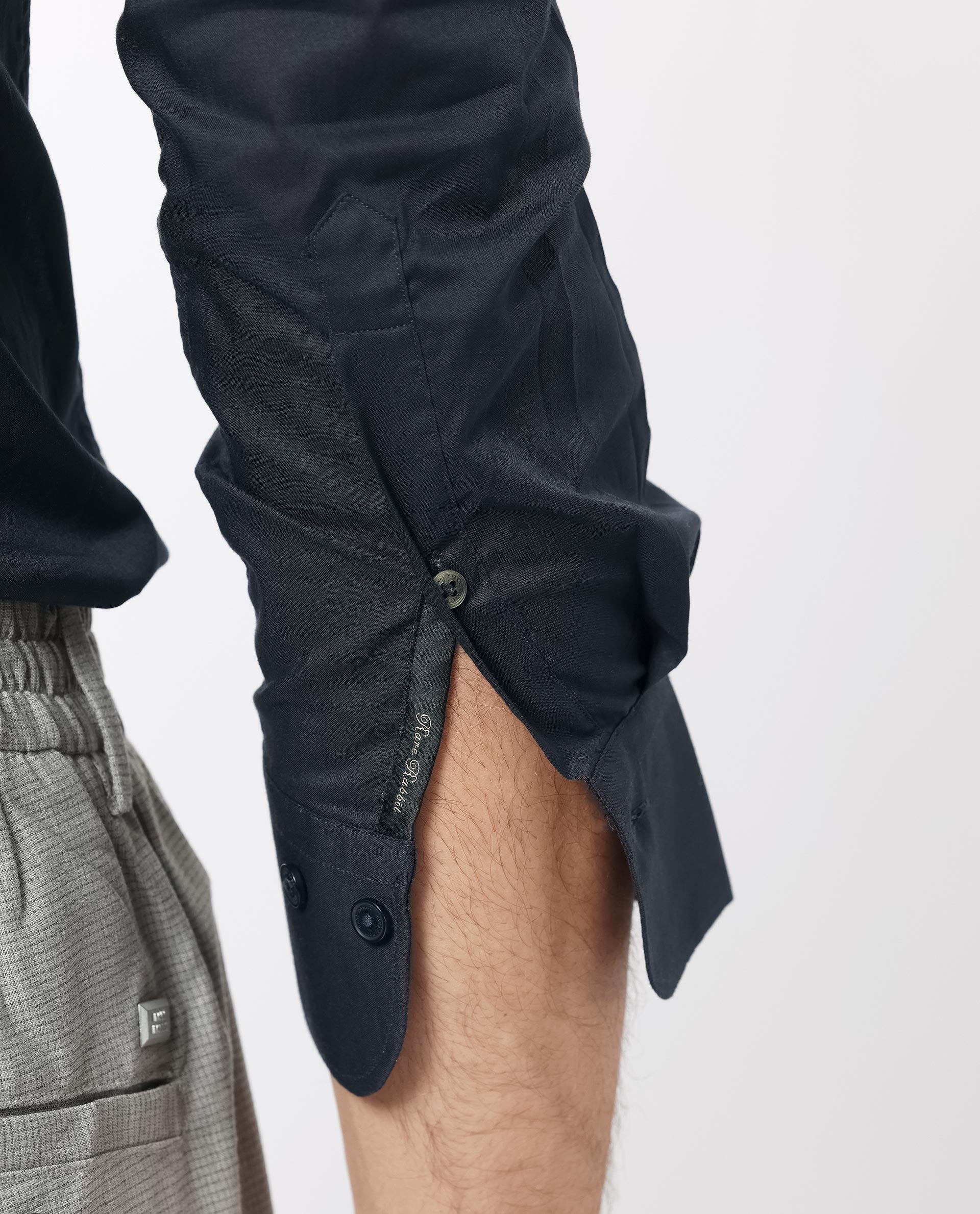 Rare Rabbit Men's Flees Dark Navy Cotton Fabric Full Sleeves Solid Shirt