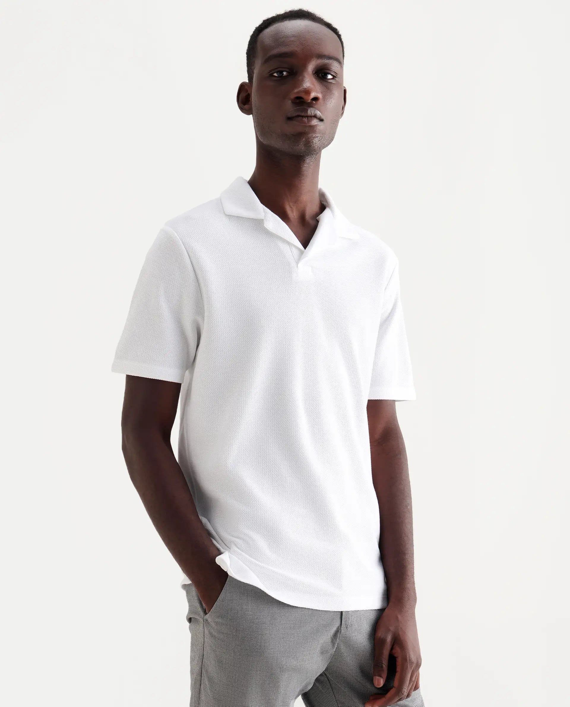 Rare Rabbit Men's Flen White Cotton Plain Regular Fit Half Sleeve Polo