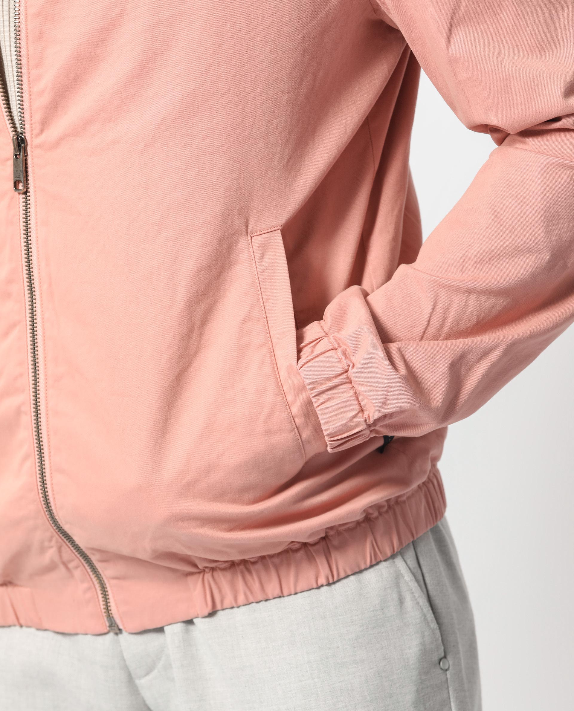 Rare Rabbit Men's Flinsten Dusky Pink Plain Broad Collar Twill Jacket