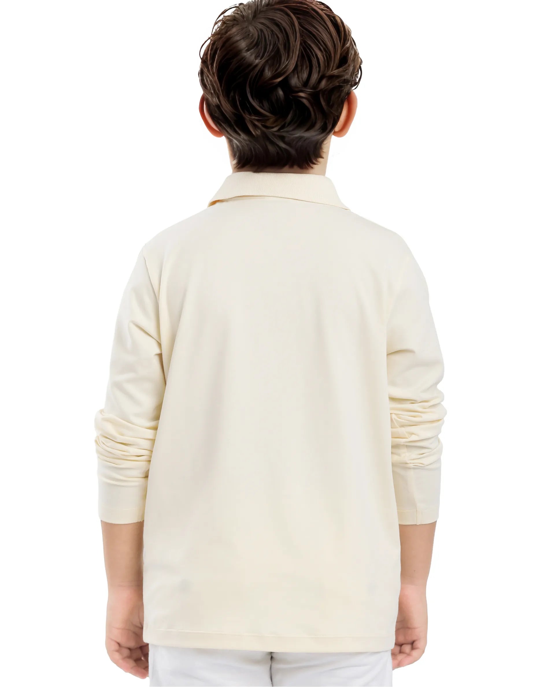 Rare Ones Kids Flit Pastel Yellow Cotton Poly Full Sleeve Polo Neck Solid Polo