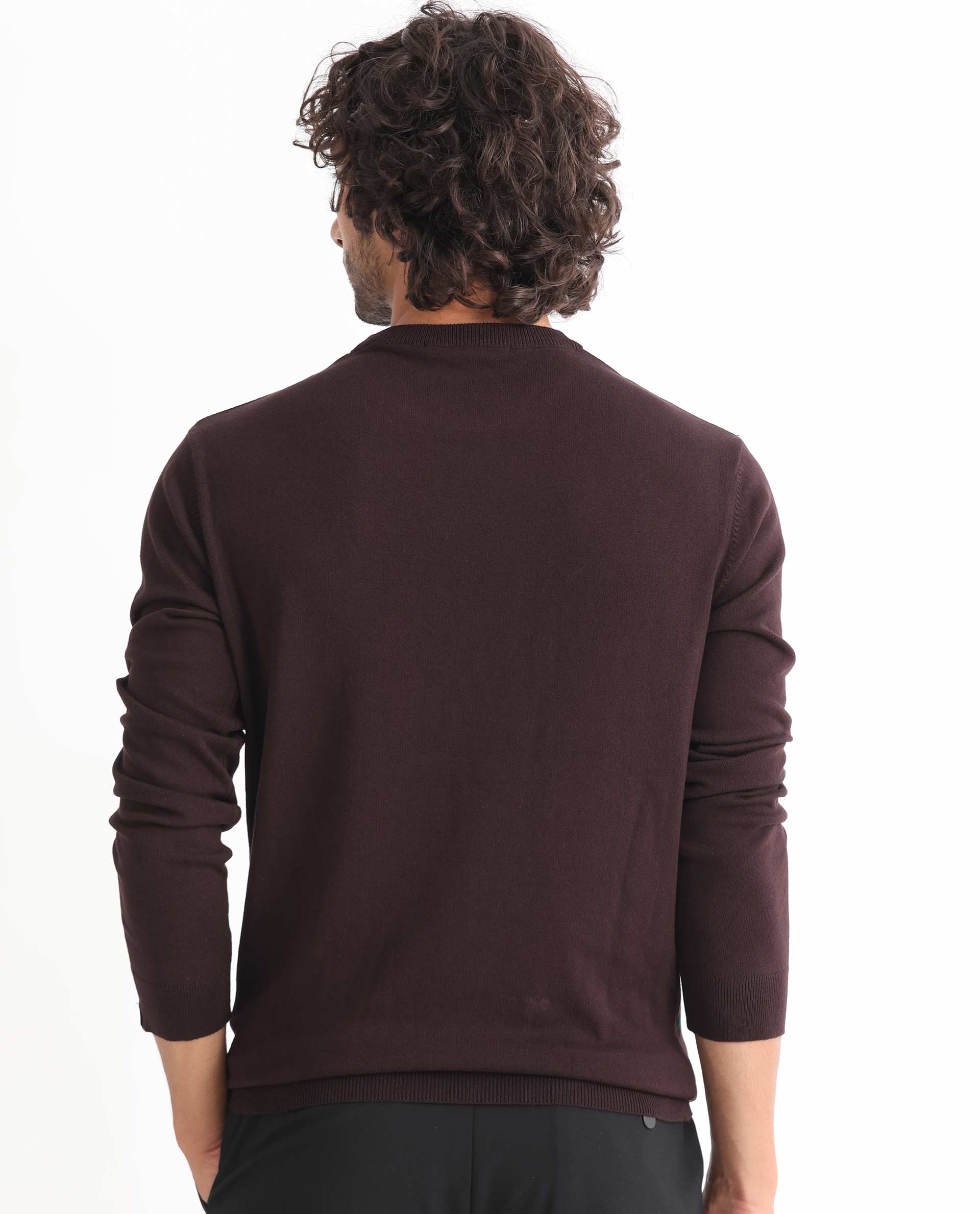 Rare Rabbit Mens Flock Maroon Viscose Nylon Fabric Crew Neck Full Sleeves Flock Printed Polka Dot Sweater