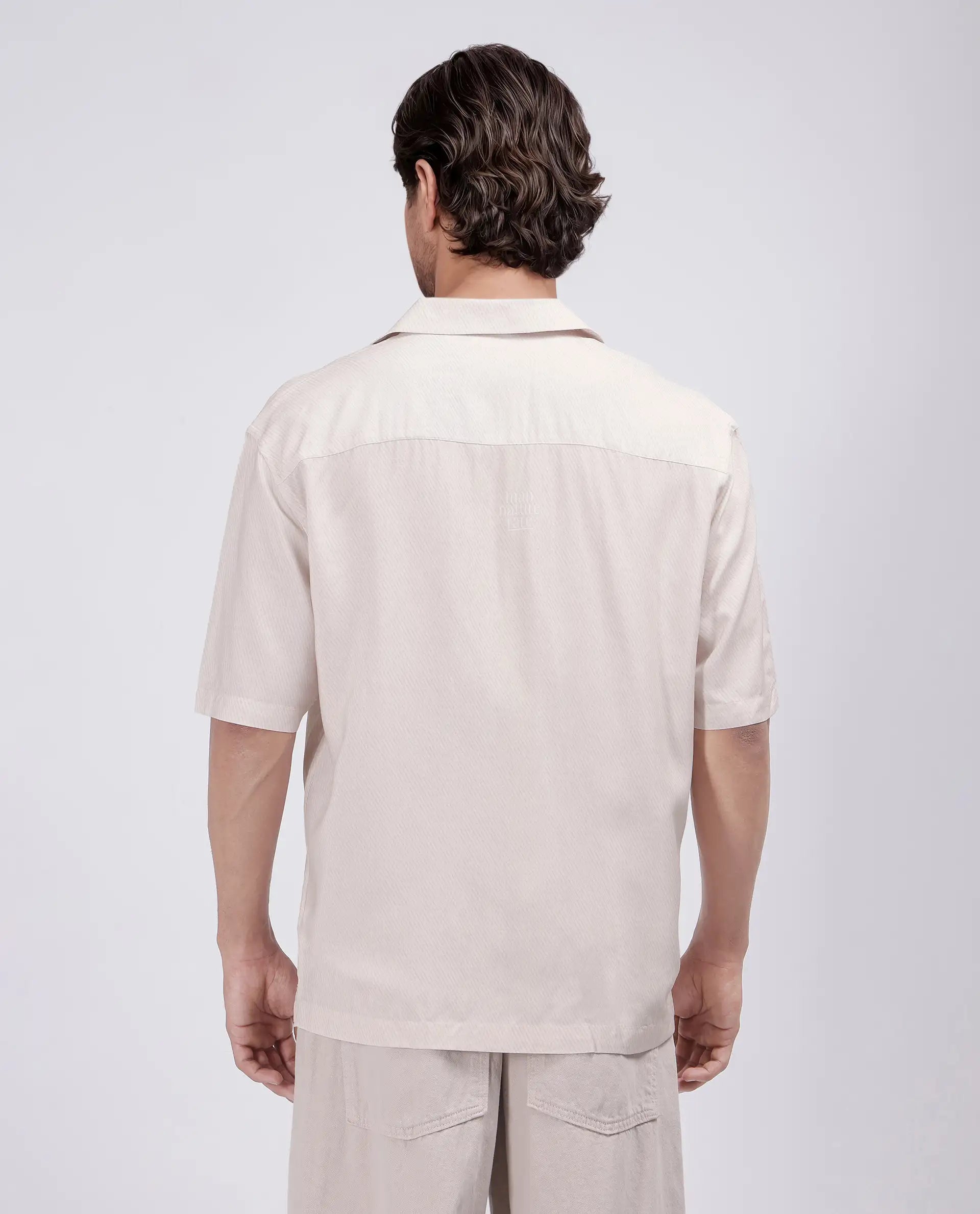 Rare Rabbit Men Fluerst Beige Cotton Fabric Short Sleeve Collared Neck Button Closure Plain Shirt