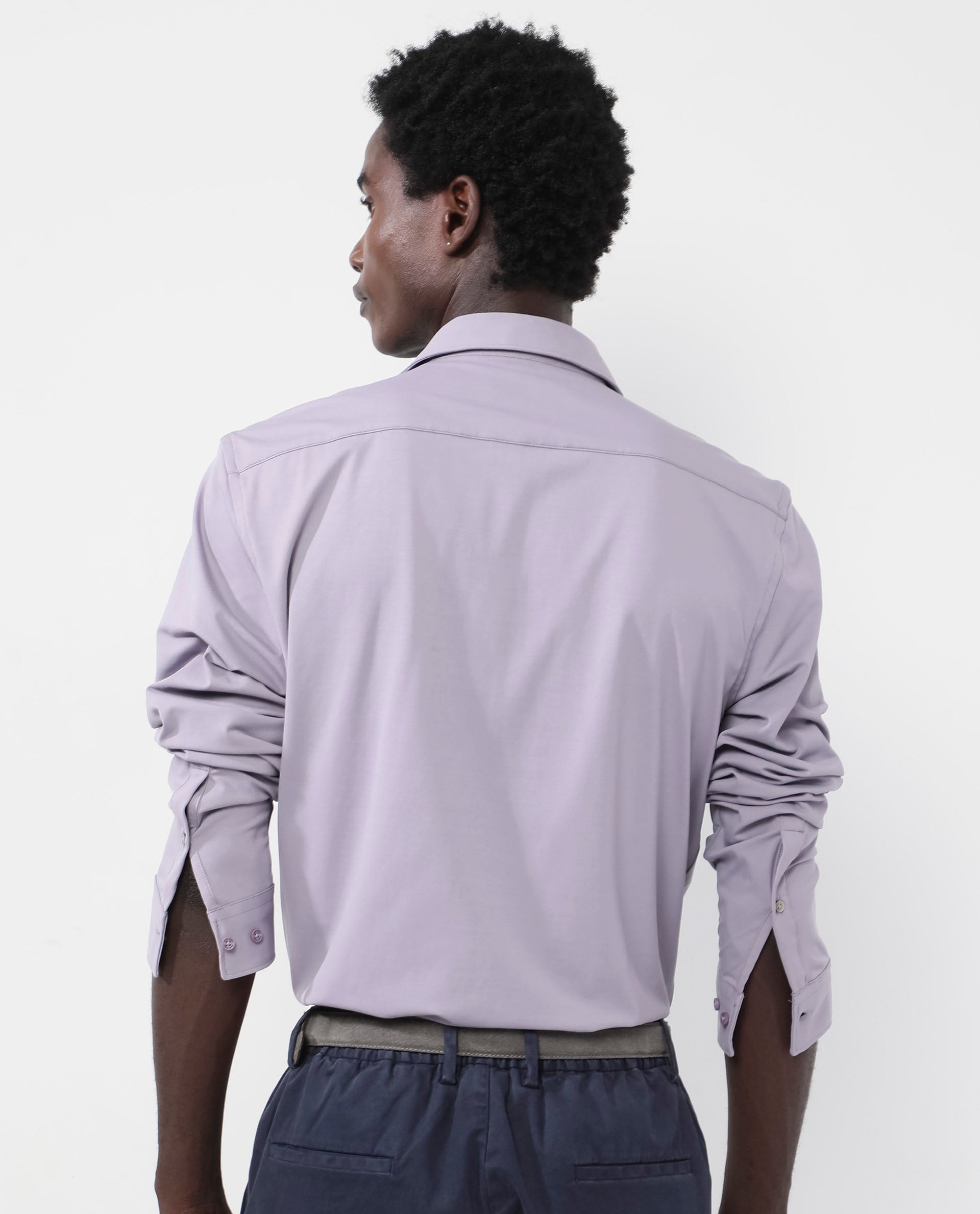 Rare Rabbit Men's Flyknit Dusky Purple Cotton Polyester Fabric Full Sleeves Knitted Solid Shirt