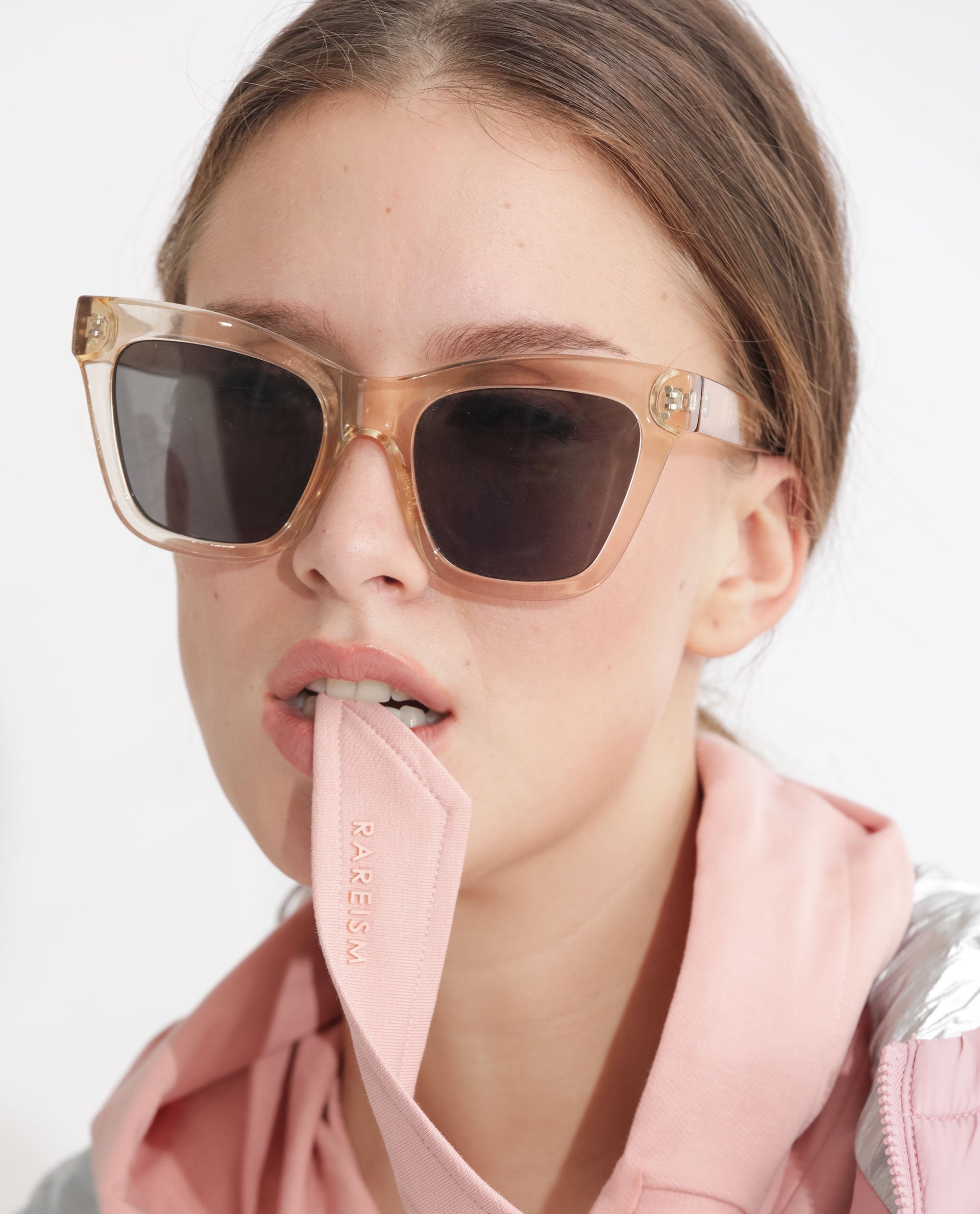 Rareism Women Flynn Light Orange Cotton Lycra Fabric Regular Fit Full Sleeves Solid Hooded Sweatshirt