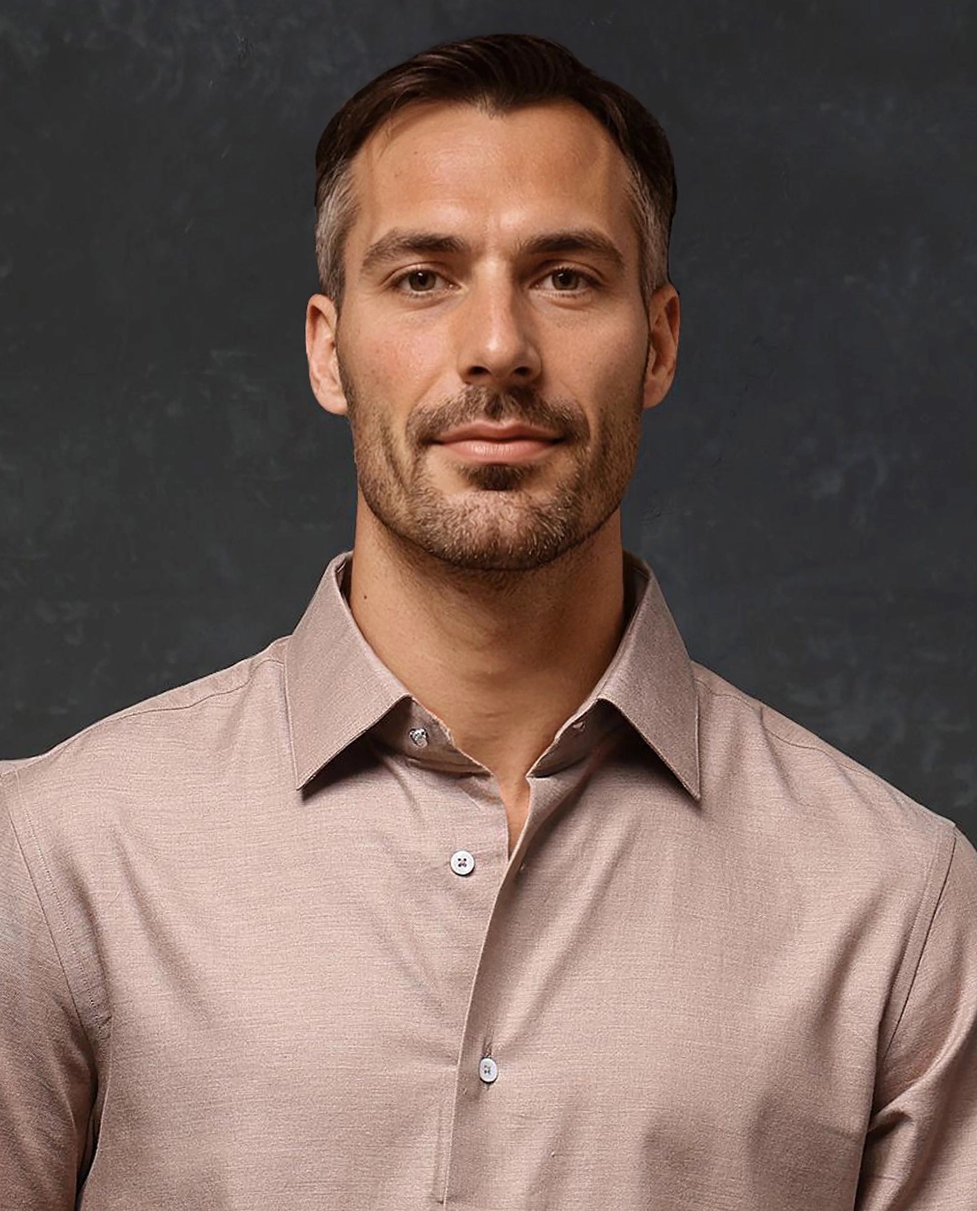 Rare Rabbit Men Forde Dusky Peach Cotton Melange Fabric Full Sleeve Regular Fit Solid Shirt