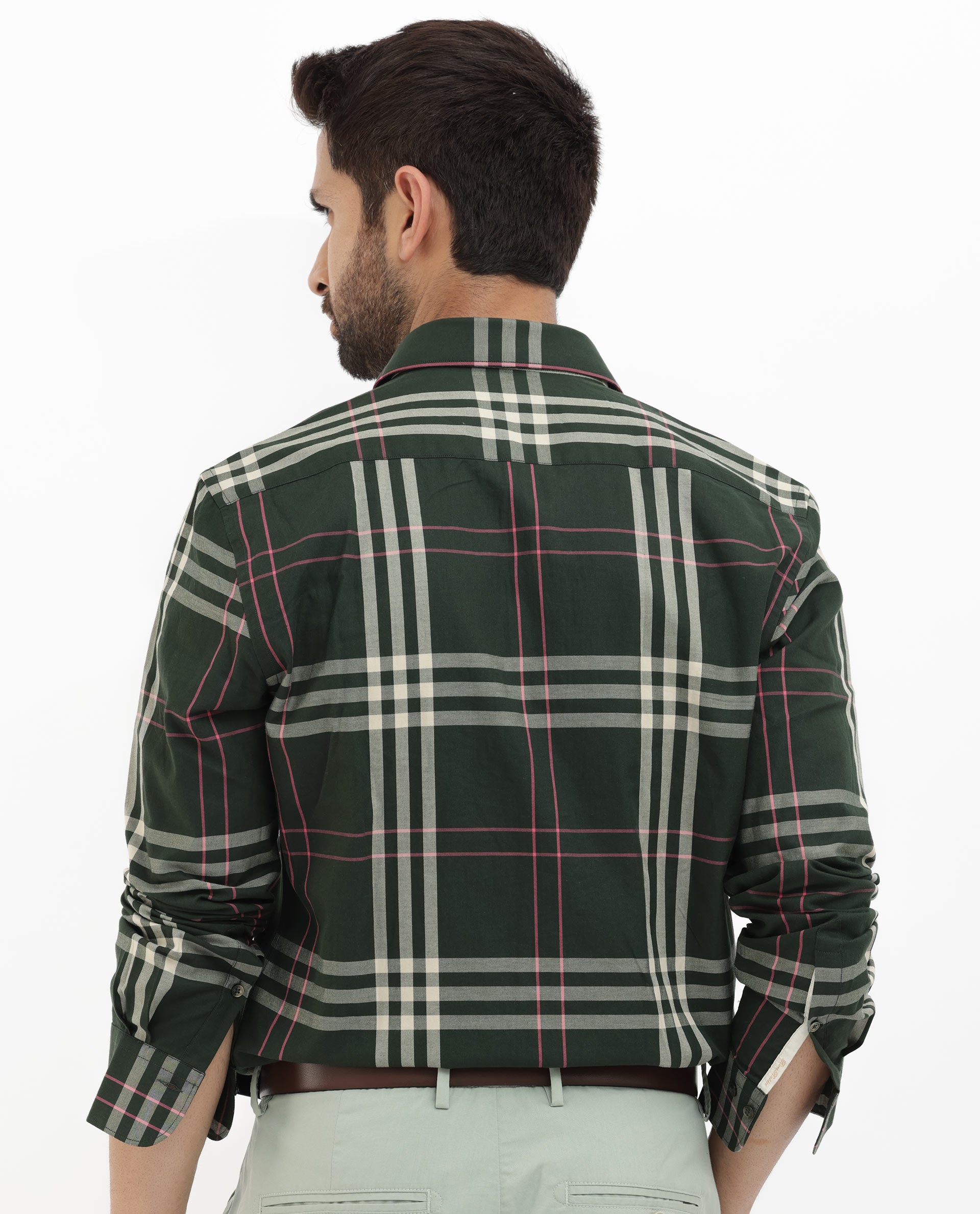 Rare Rabbit Mens Forman Dark Green Full Sleeve Cotton Checks Print Shirt