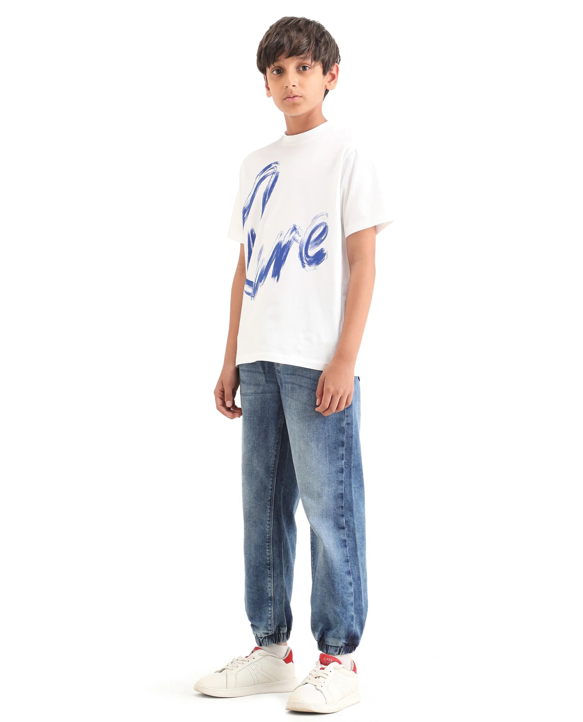 Rare Ones Kids Fox Light Blue Cotton Solid Slim Fit Denim Pant