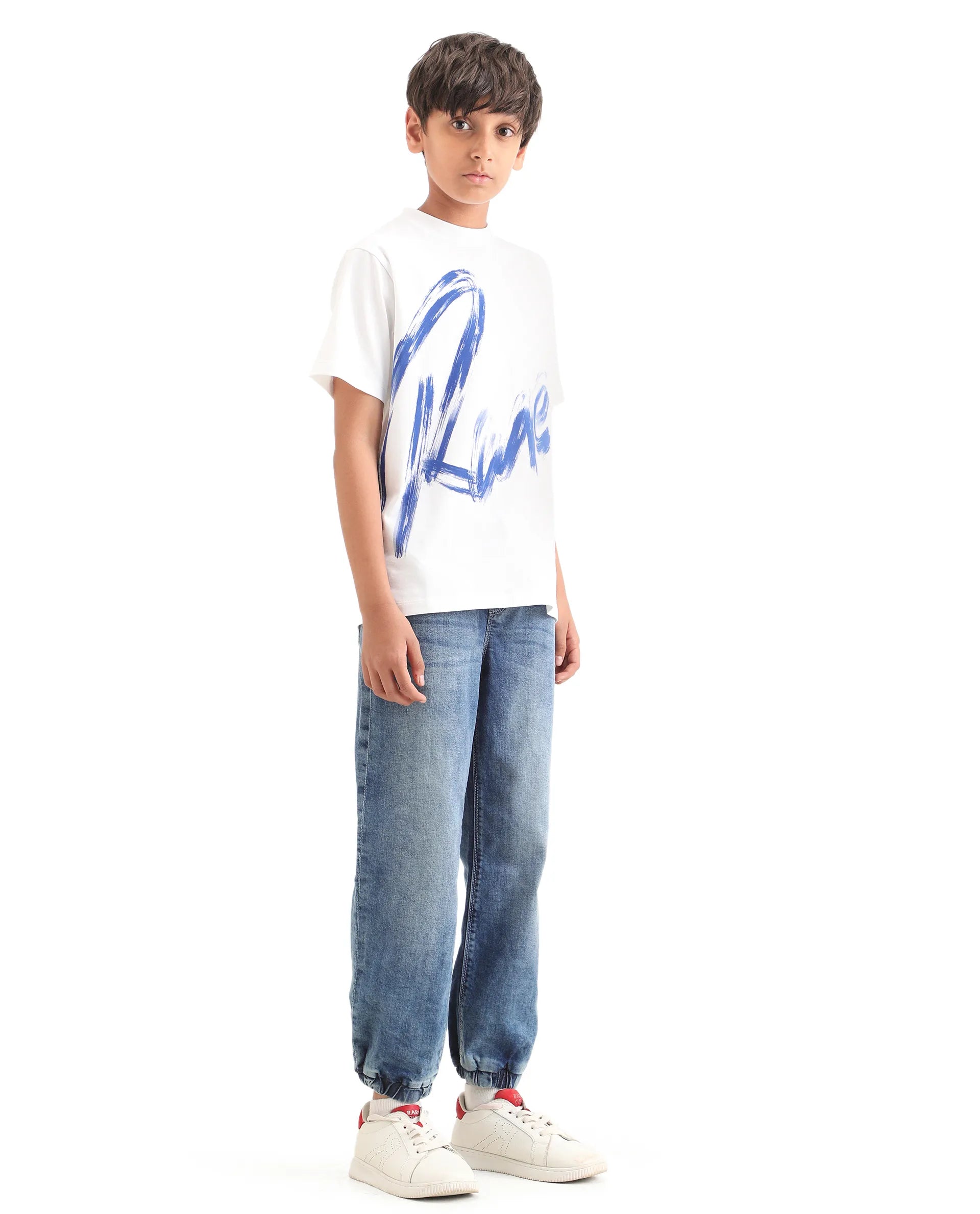 Rare Ones Kids Fox Light Blue Cotton Solid Slim Fit Denim Pant