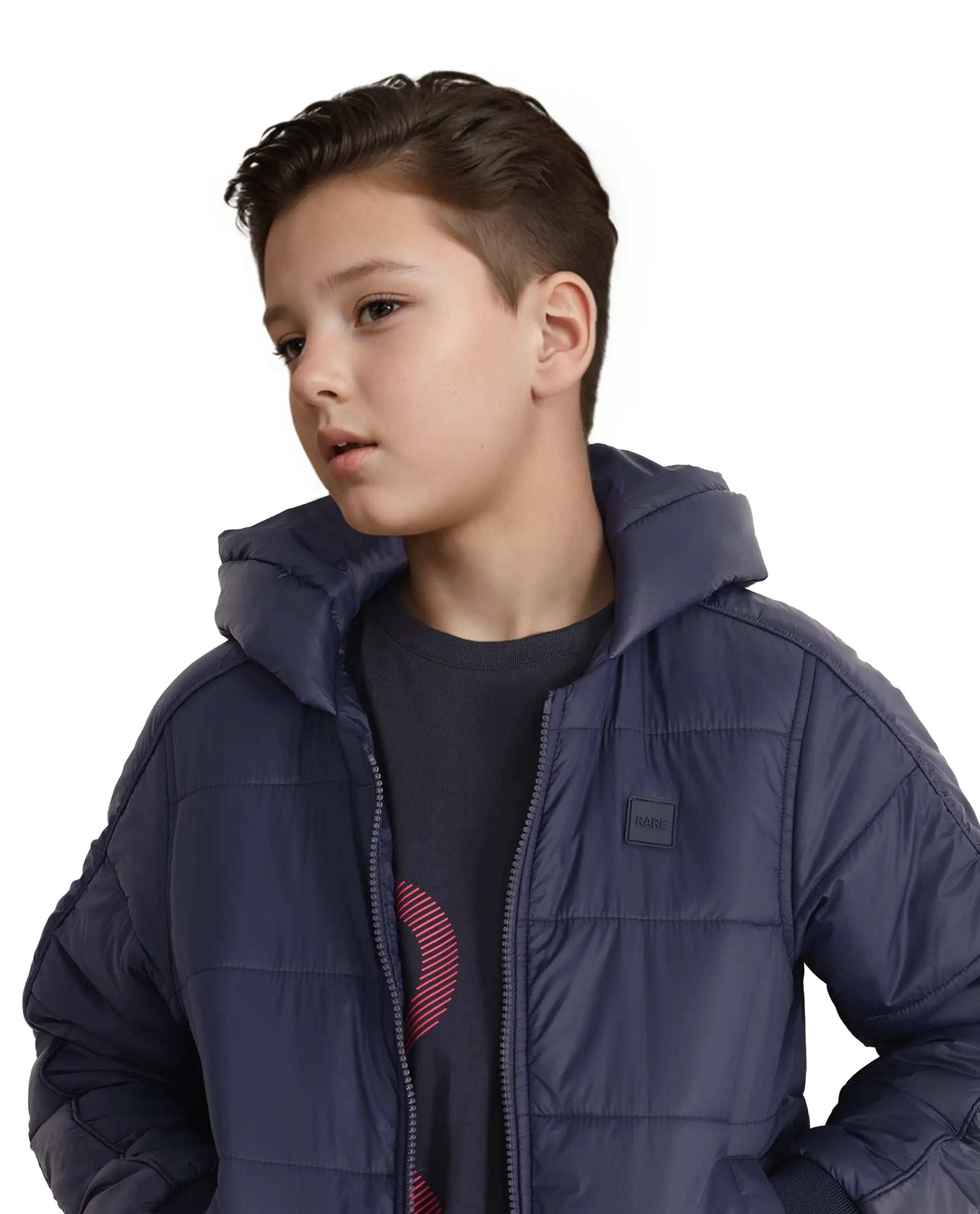 Rare Ones Kids Frant Dark Blue Nylon Full Sleeve Solid Jacket