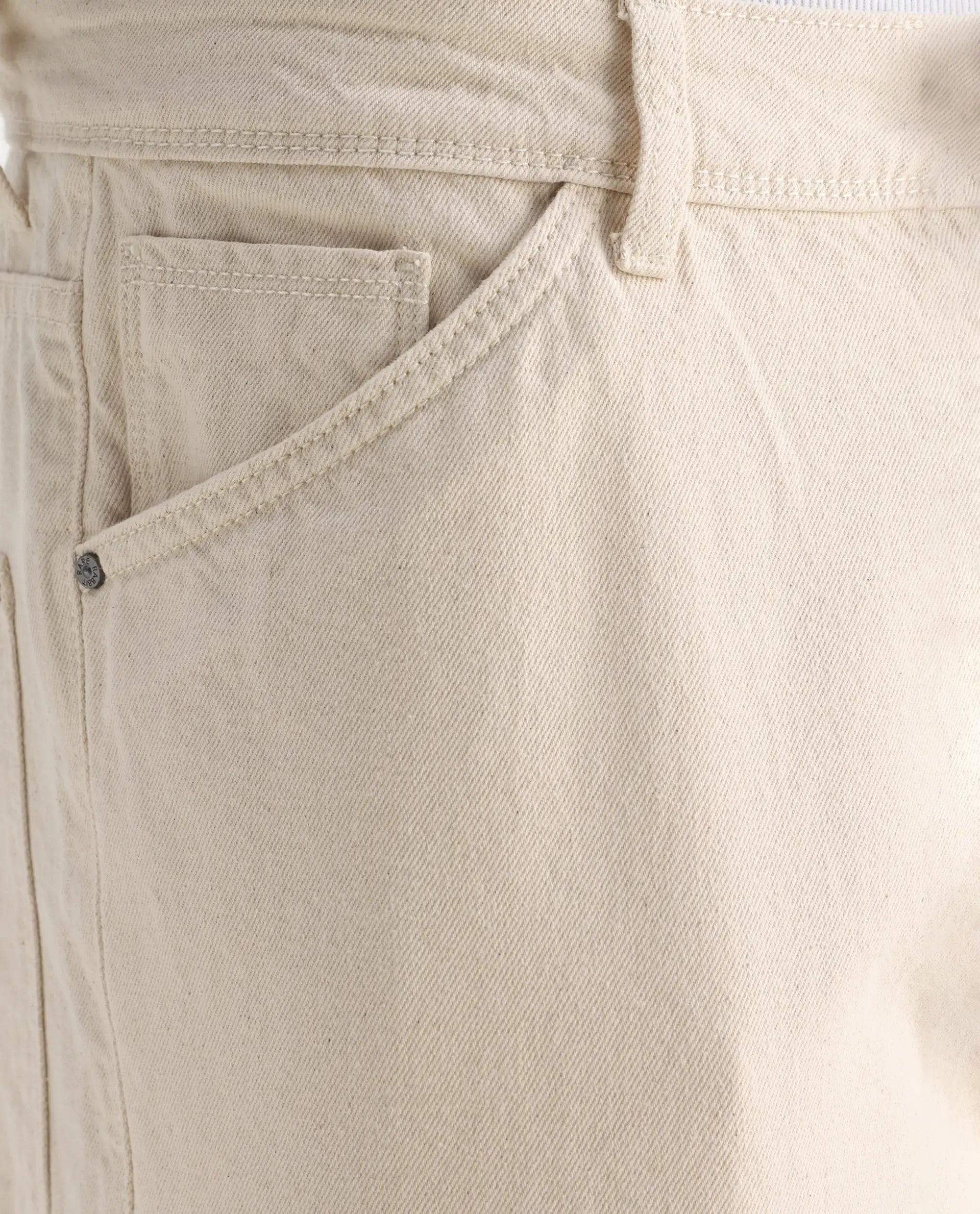 Rare Rabbit Men's Freks Beige Cotton Plain Baggy Fit Jeans