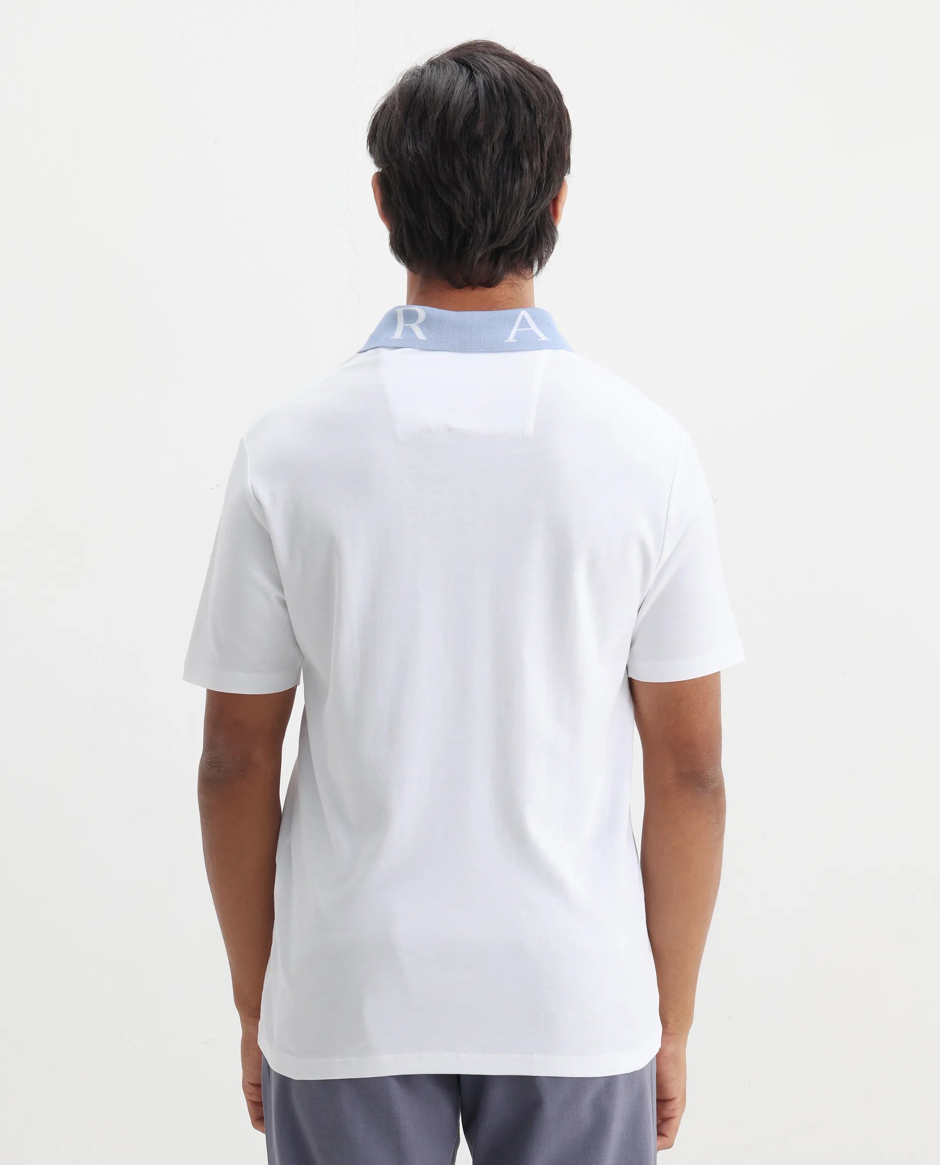 Rare Rabbit Men's Frow White Cotton Plain Regular Fit Half Sleeve Polo