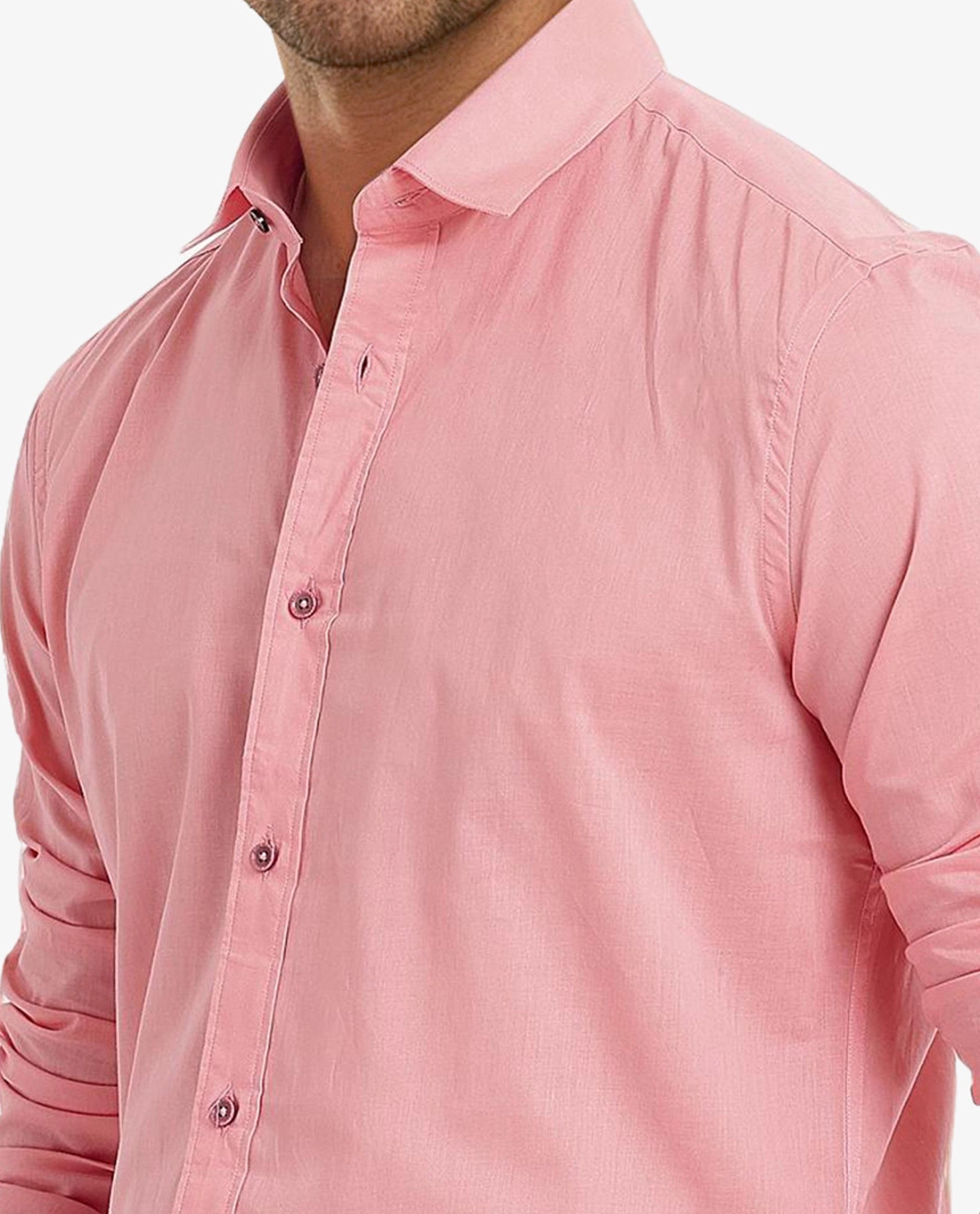 Rare Rabbit Men's Fullslee Coral Cotton Fabric Full Sleeves Solid Shirt