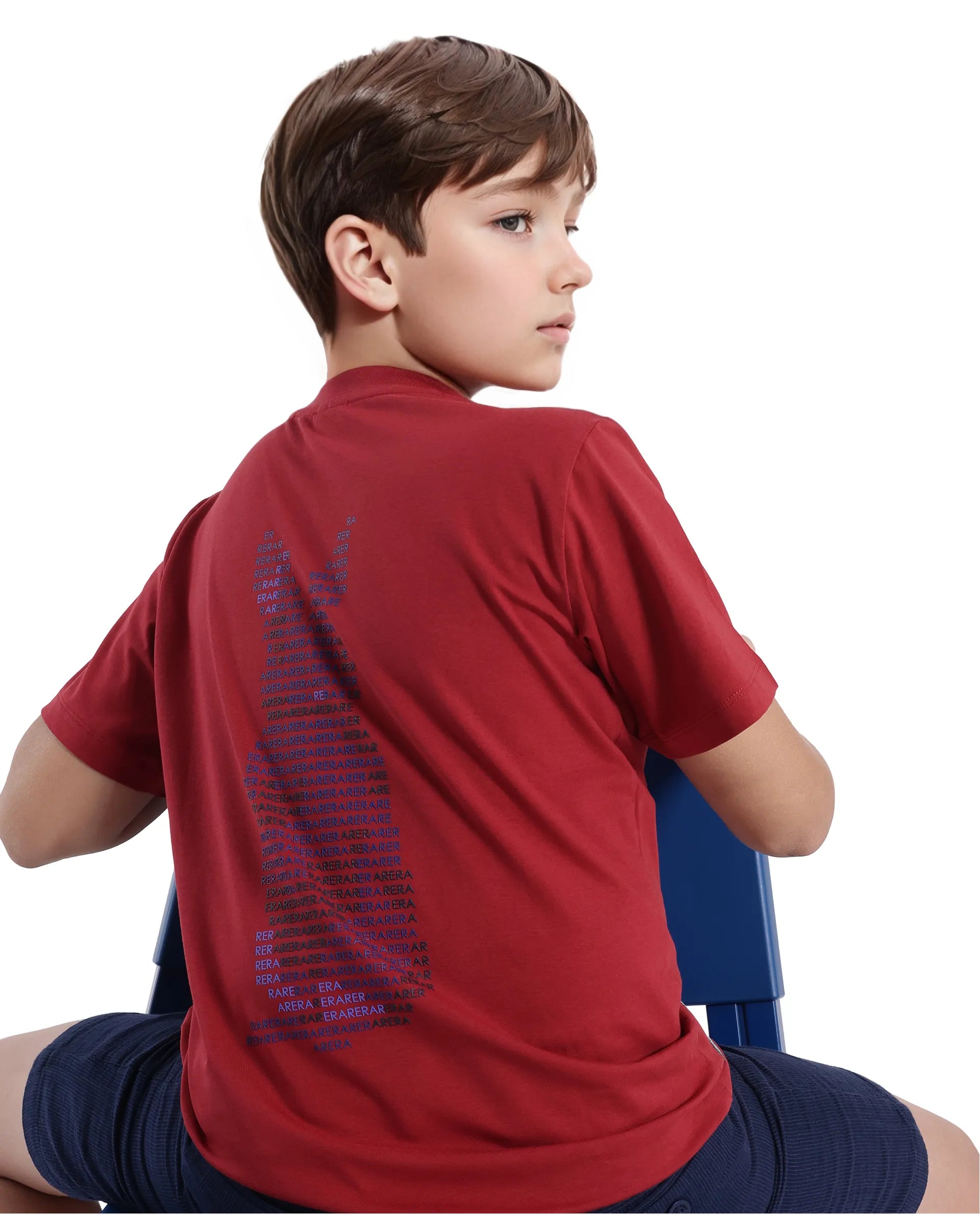 Rare Ones Kids Fury Red Cotton Blend Short Sleeve Crew Neck Printed T-Shirt