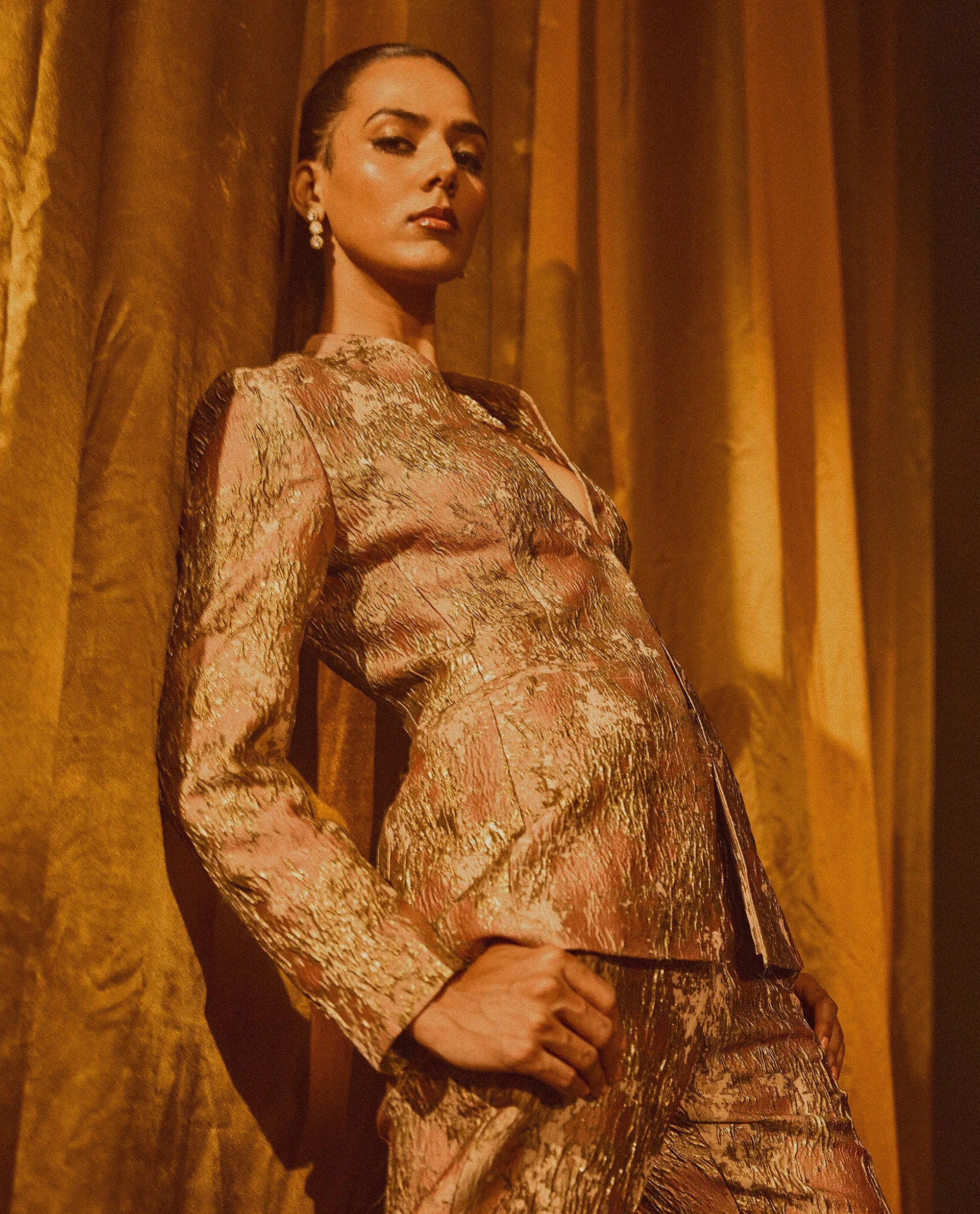 Rareism Women's Reshap-T Pink Polyester Blend Collarless Regular Fit Blazer