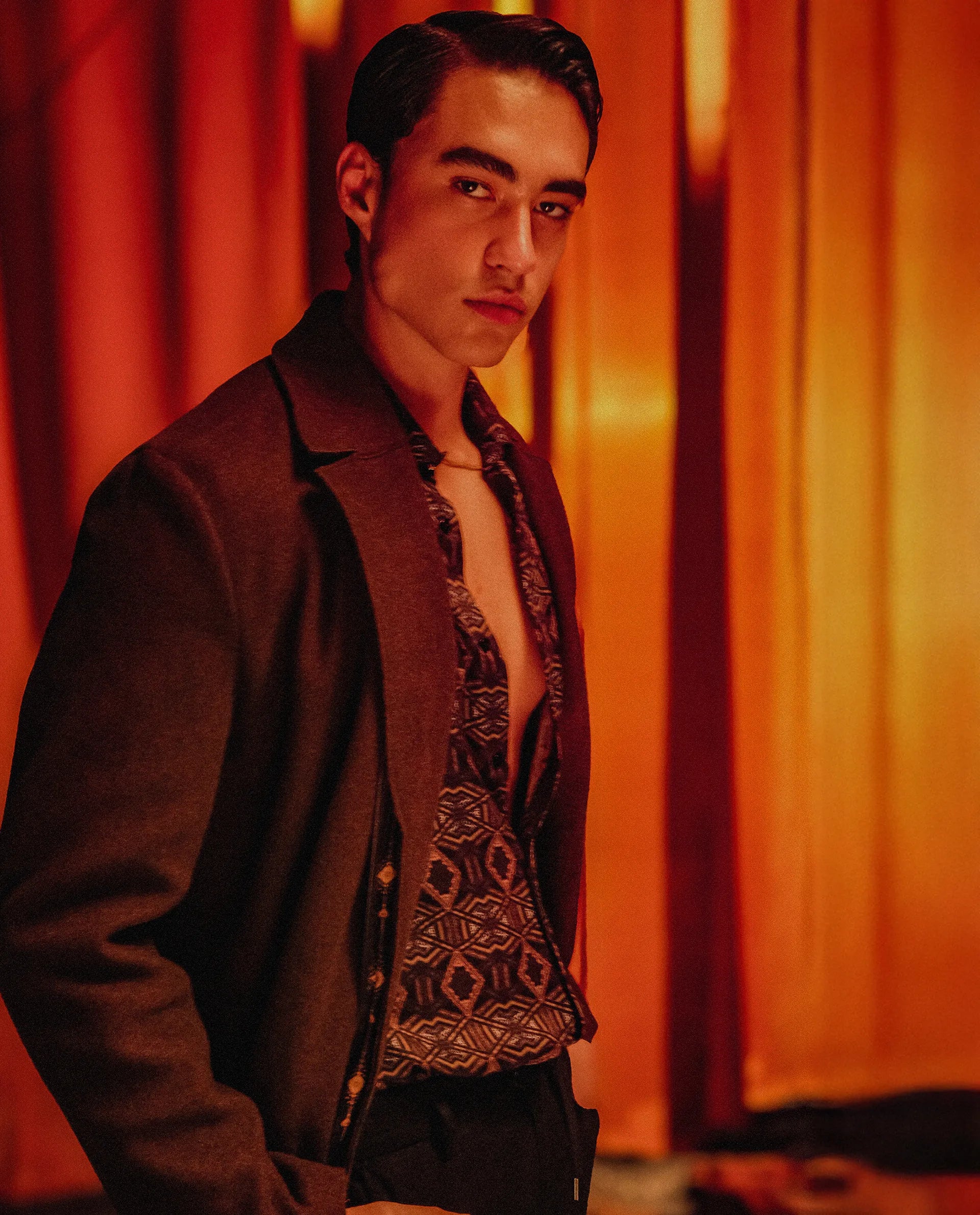 Rare Rabbit Men's Guild Statement Capel Black Viscose Geometric Print Regular Fit Full Sleeve Collared Shirt