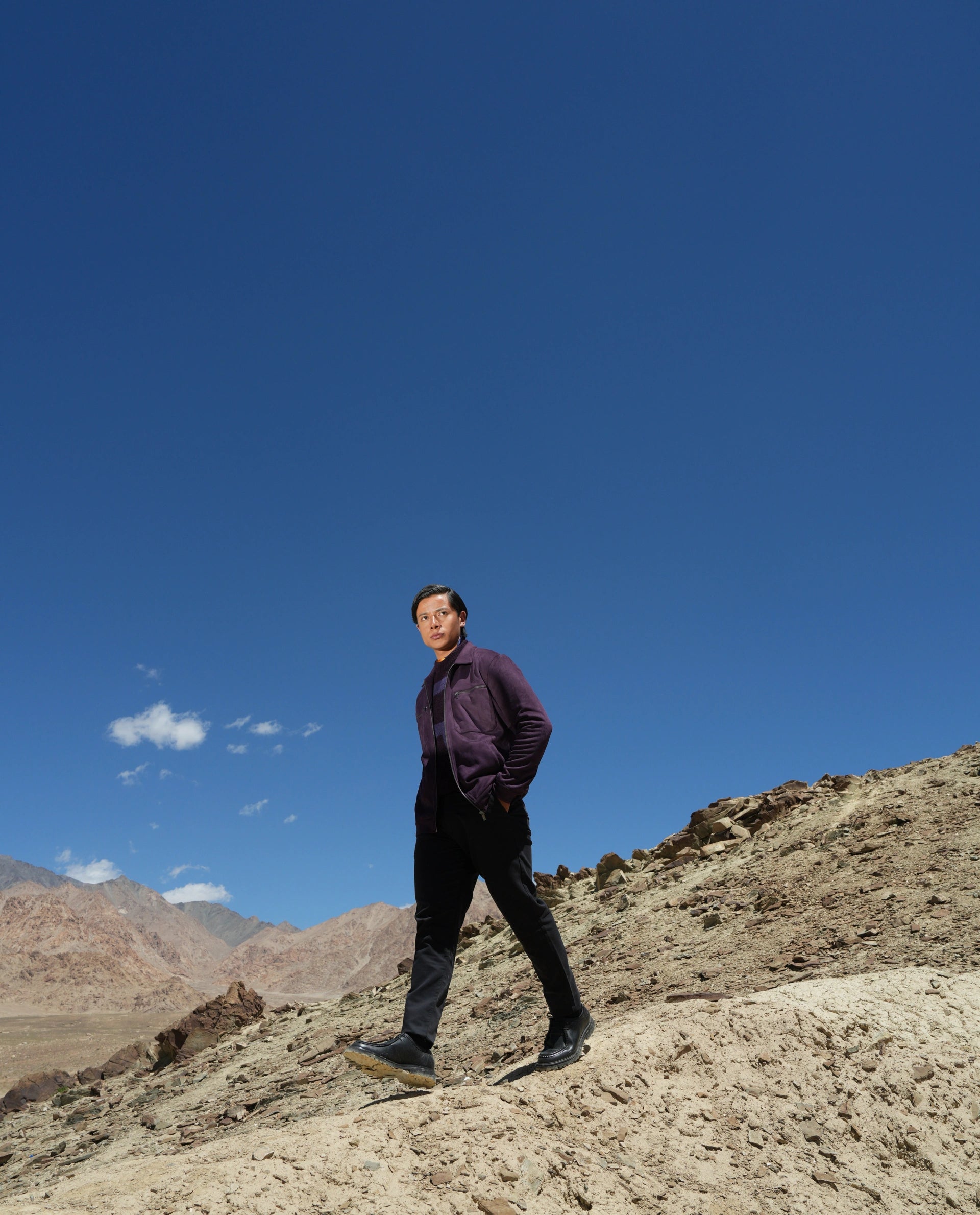 Rare Rabbit Men's Bax-3 Dark Purple Polyester Plain Relaxed Fit Full Sleeve Spread Collar Jacket