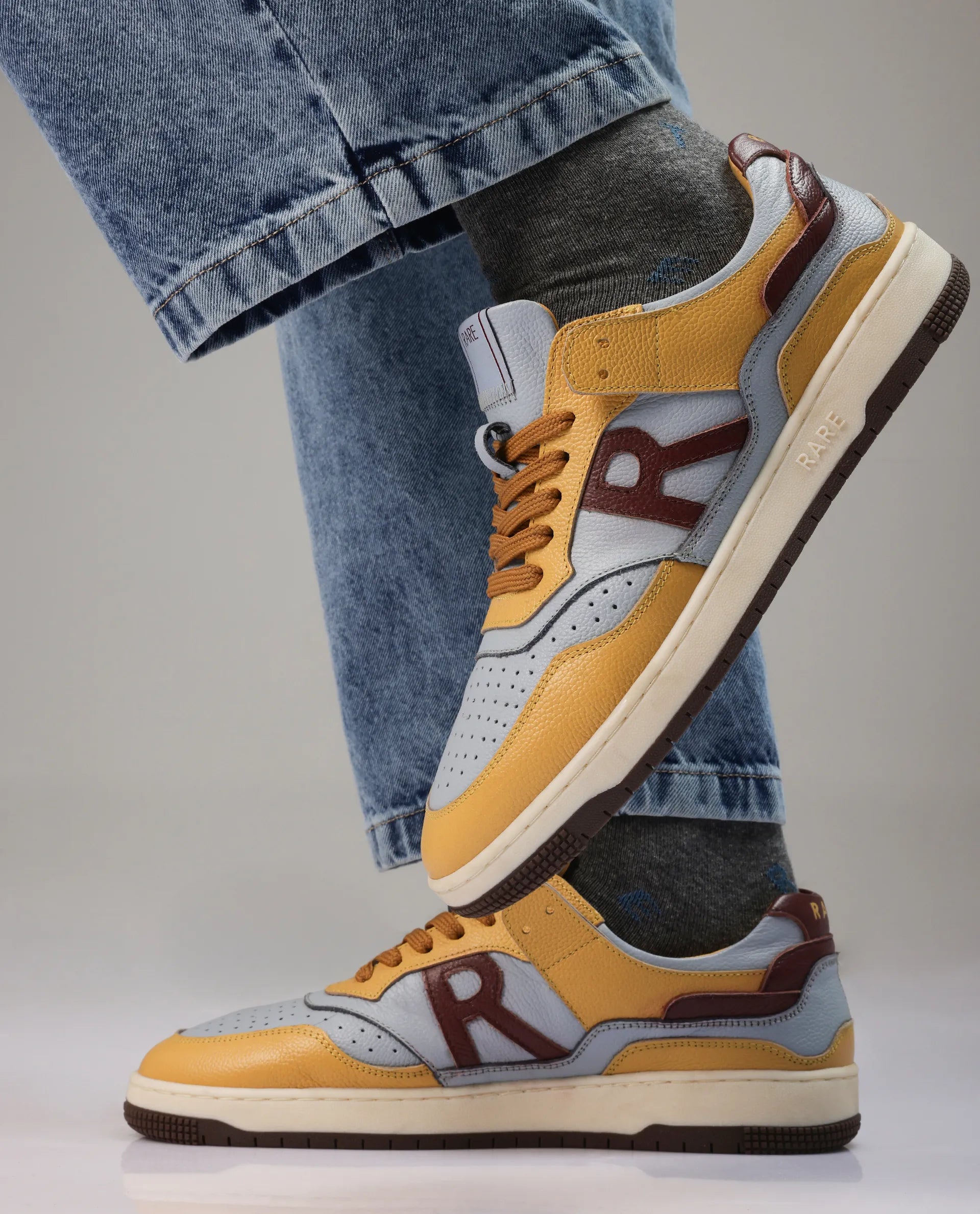 Rare Rabbit Men's Gabbs Blue Plain Shoes