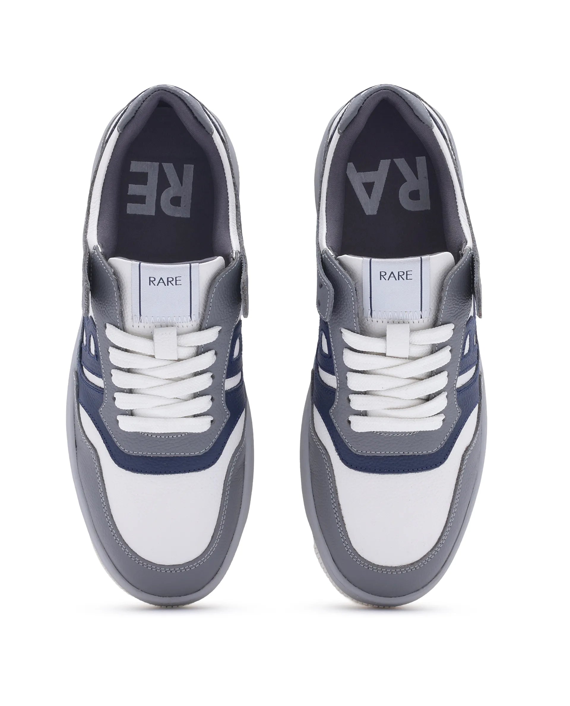 Rare Rabbit Men's Gabriel White Genuine Leather Lycra Lining Dual Tone Lace-Up Low-Top Sneaker Shoes