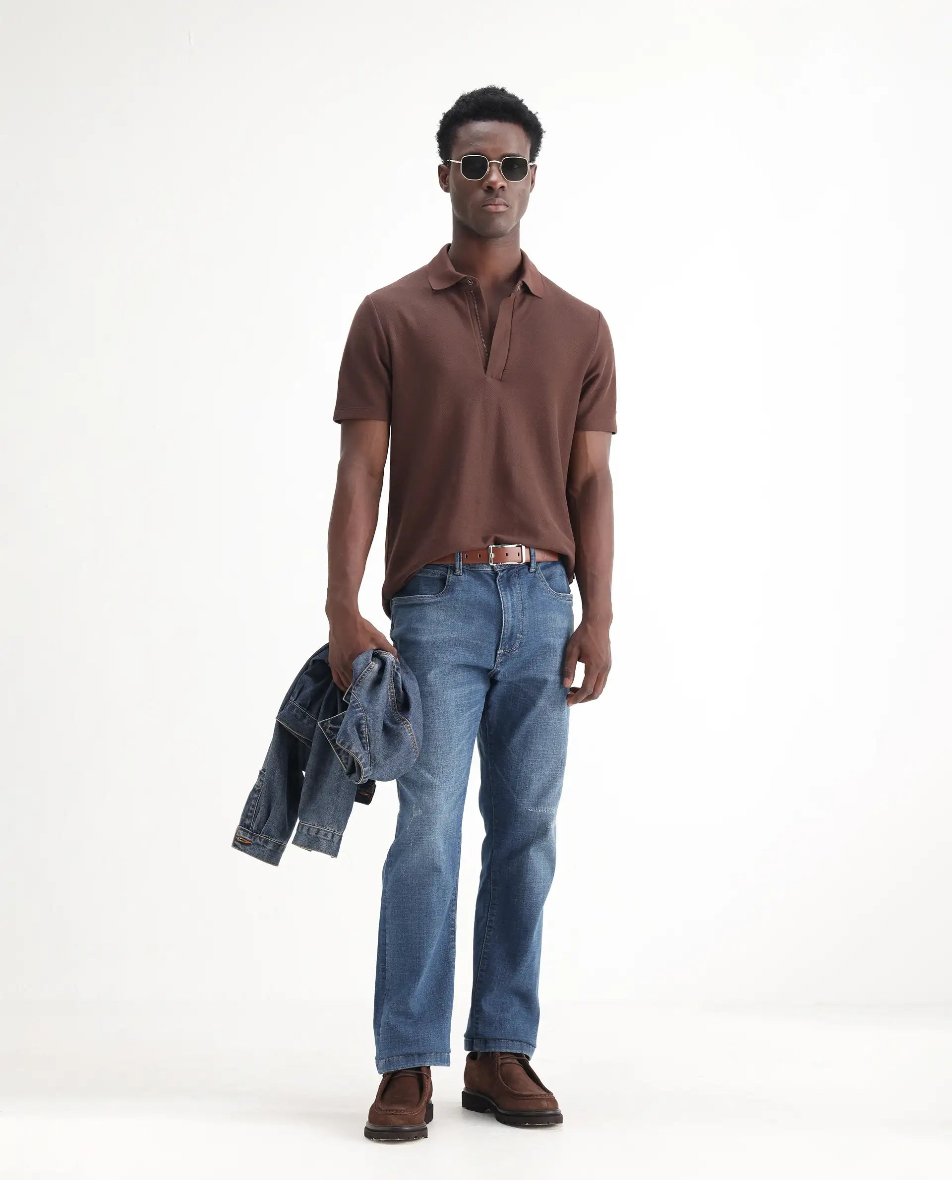 Rare Rabbit Men's Gala Blue Cotton Blend Plain Morris Regular Fit Jeans