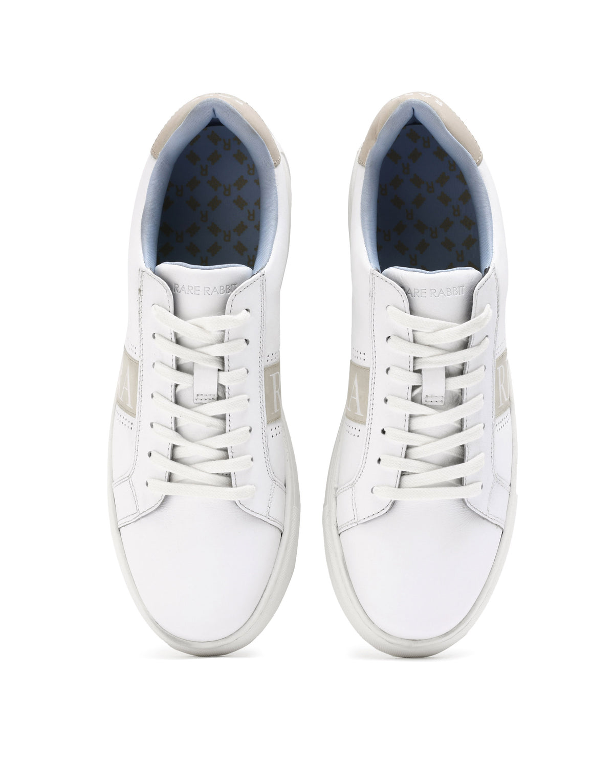 Rare Rabbit Men's Galileo White Round Toe Statement Branding Smart Casual Sneaker Shoes