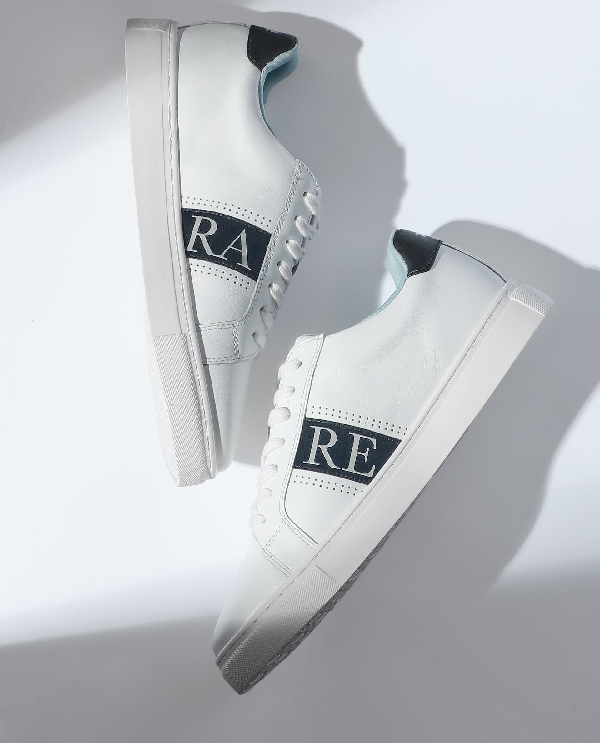 Rare Rabbit Men's Galileo Blue Round Toe Statement Branding Smart Casual Sneaker Shoes