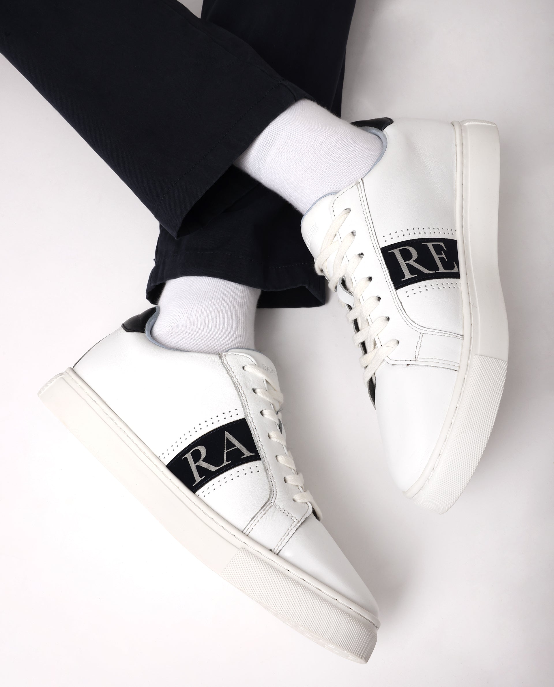 Rare Rabbit Men's Galileo Blue Round Toe Statement Branding Smart Casual Sneaker Shoes