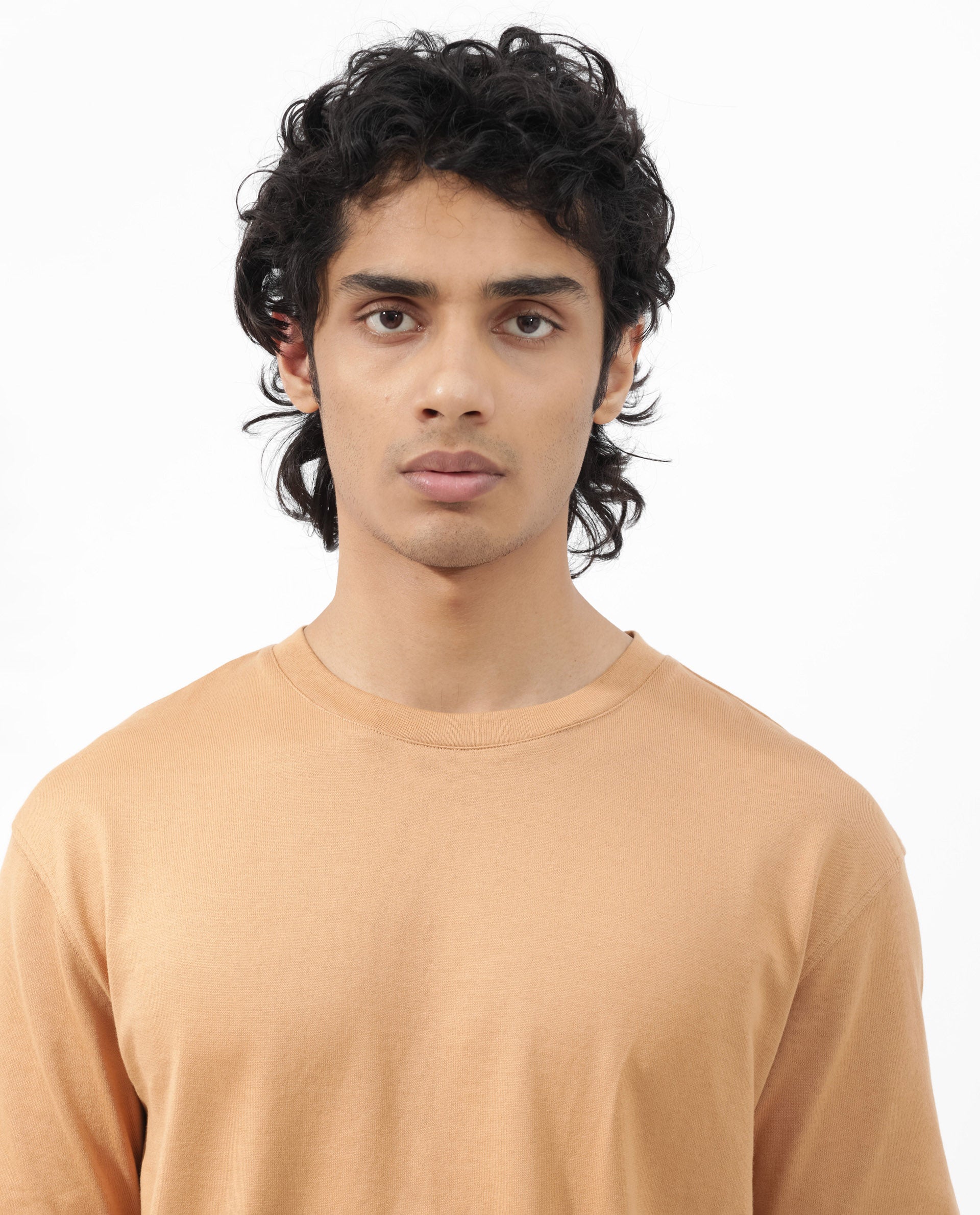 Rare Rabbit Mens Gallos Mustard Short Sleeve Oversized Solid T-Shirt