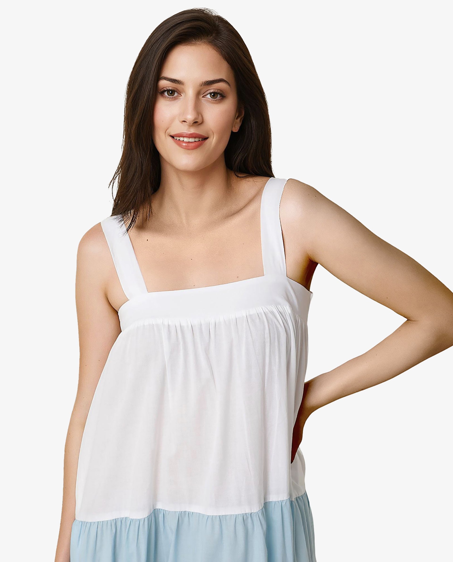 Rareism Women Gama Multi Broad Shoulder Straps With Pockets Tiered Maxi Dress