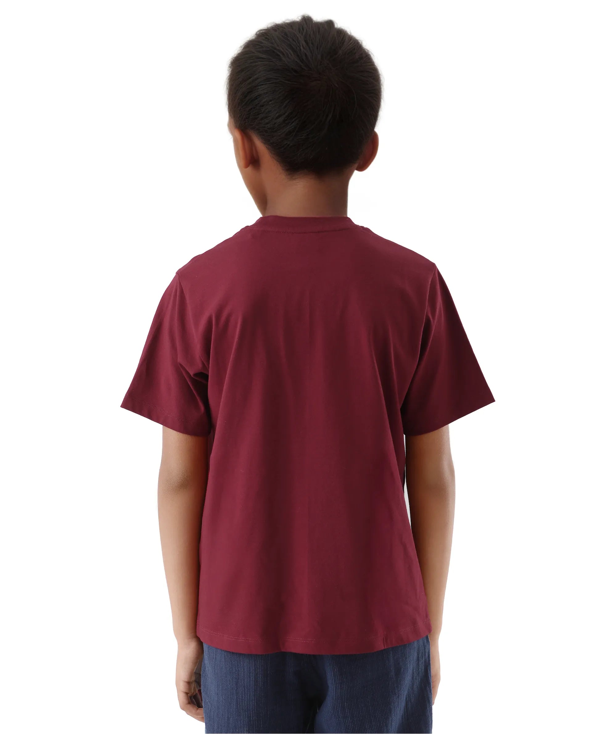 Rare Ones Kids Gamer Dark Red Cotton Embroidered Slip-On Regular Fit T-Shirt
