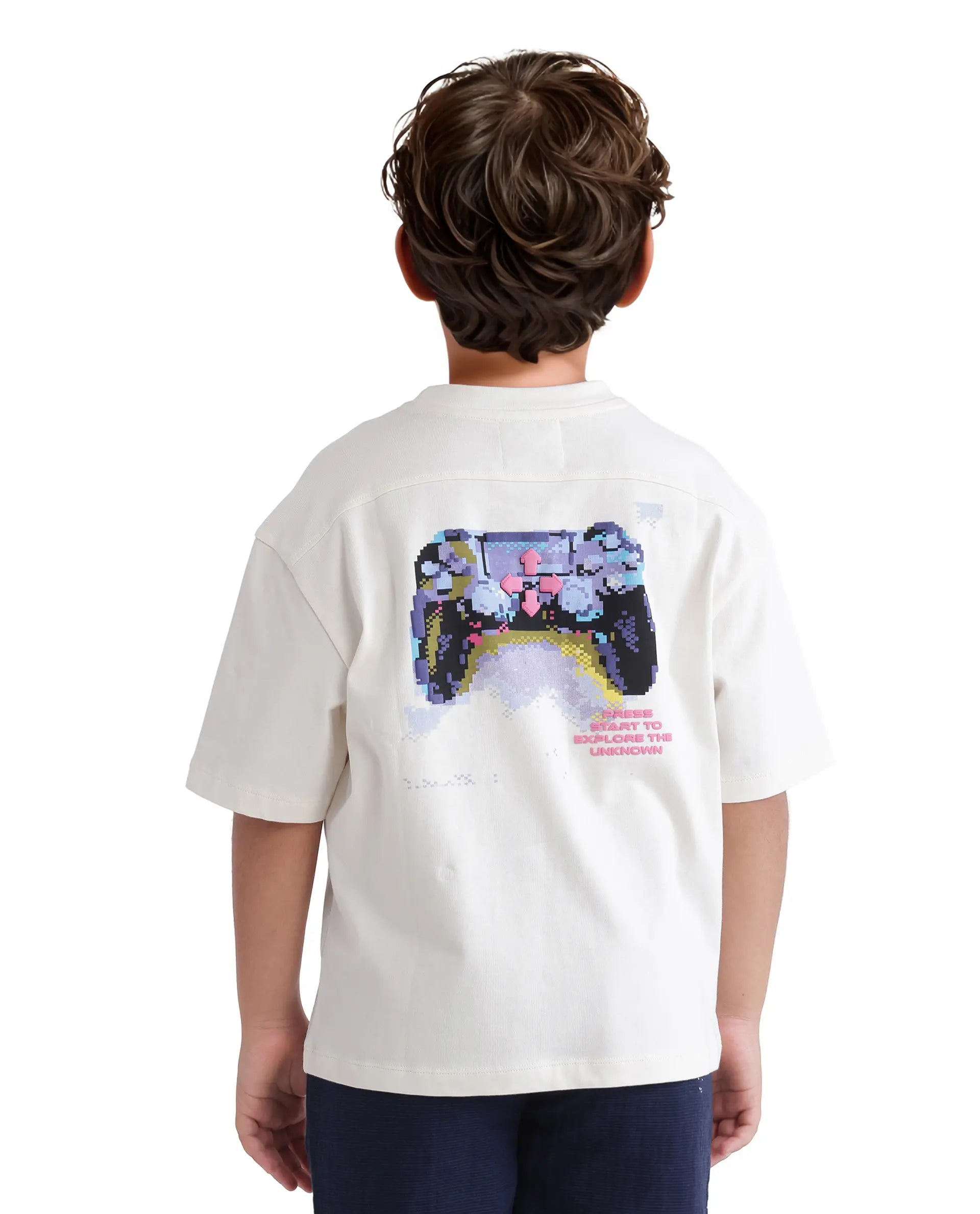 Rare Ones Kids Gamo White Cotton Short Sleeve Crew Neck Print T-Shirt