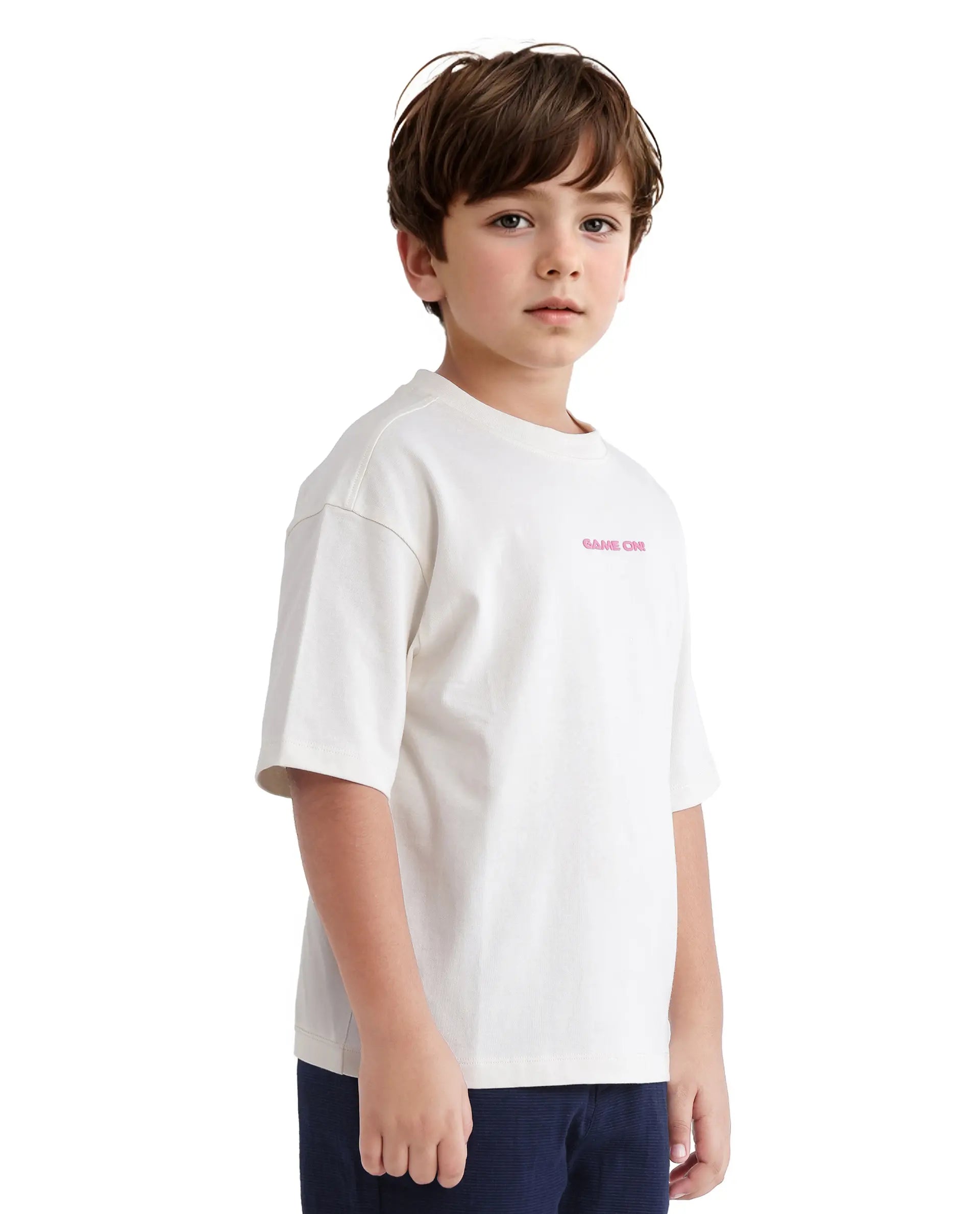 Rare Ones Kids Gamo White Cotton Short Sleeve Crew Neck Print T-Shirt
