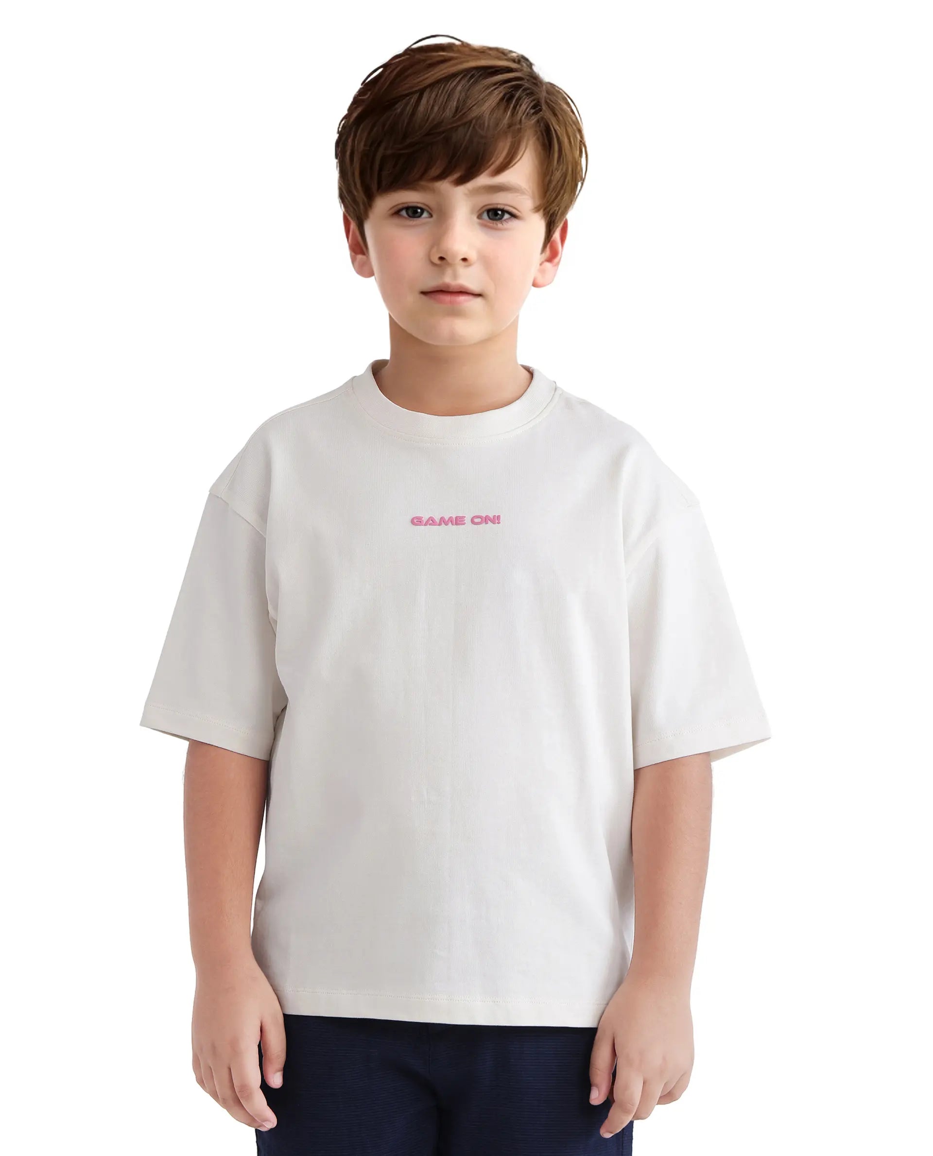 Rare Ones Kids Gamo White Cotton Short Sleeve Crew Neck Print T-Shirt