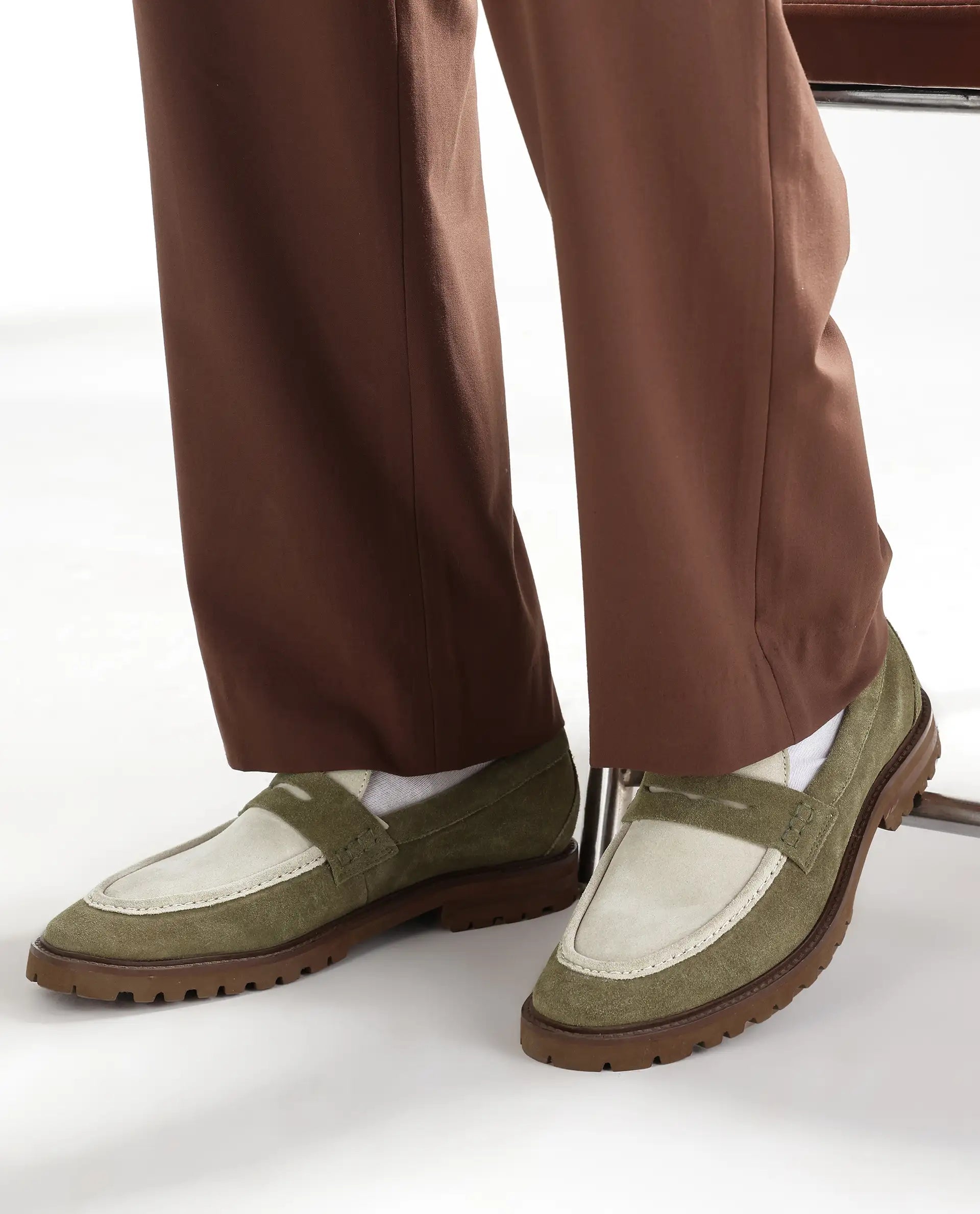 Rare Rabbit Men's Garfield Olive Leather Mocassin