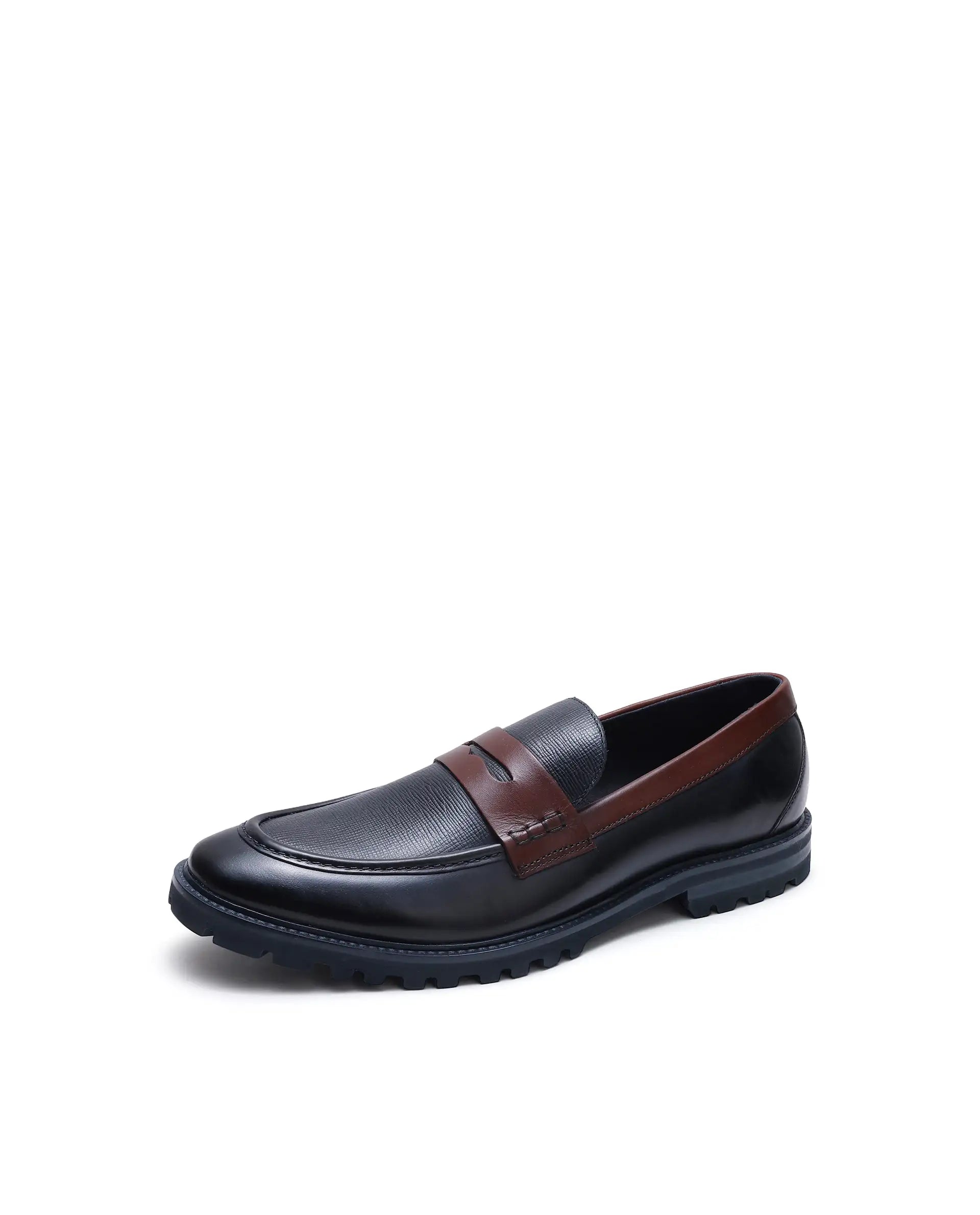 Rare Rabbit Men's Garfield Navy Leather Mocassin