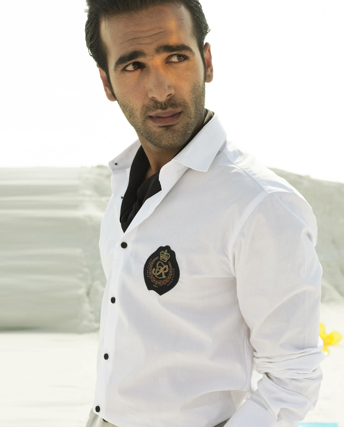 RARE RABBIT MEN'S GARLAND-S WHITE SHIRT COTTON FABRIC COLLARED NECK FULL SLEEVES BUTTON CLOSURE