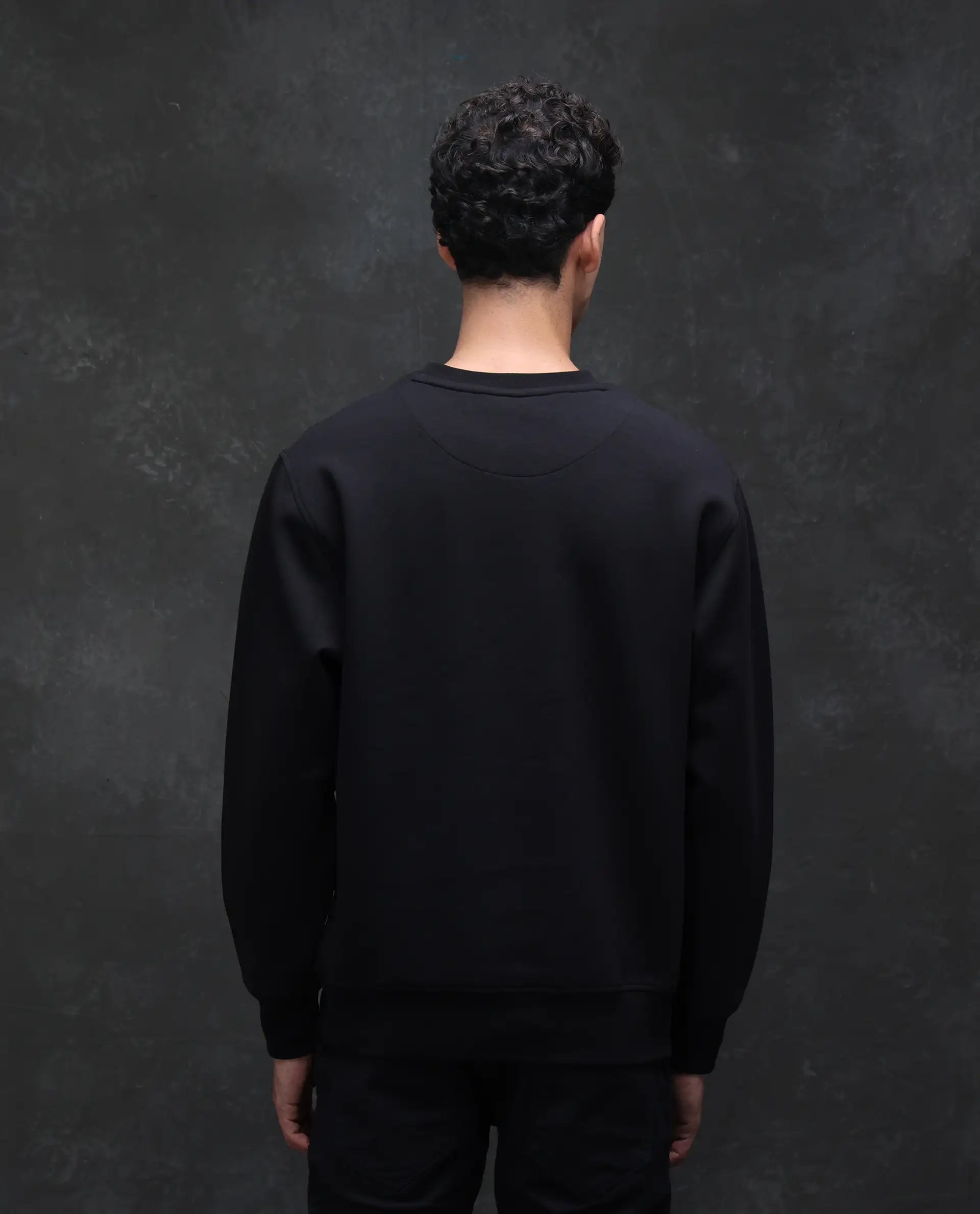 Rare Rabbit Men's Garon Black Cotton Blend Graphic Print Relaxed Fit Full Sleeve Crew Neck Sweatshirt