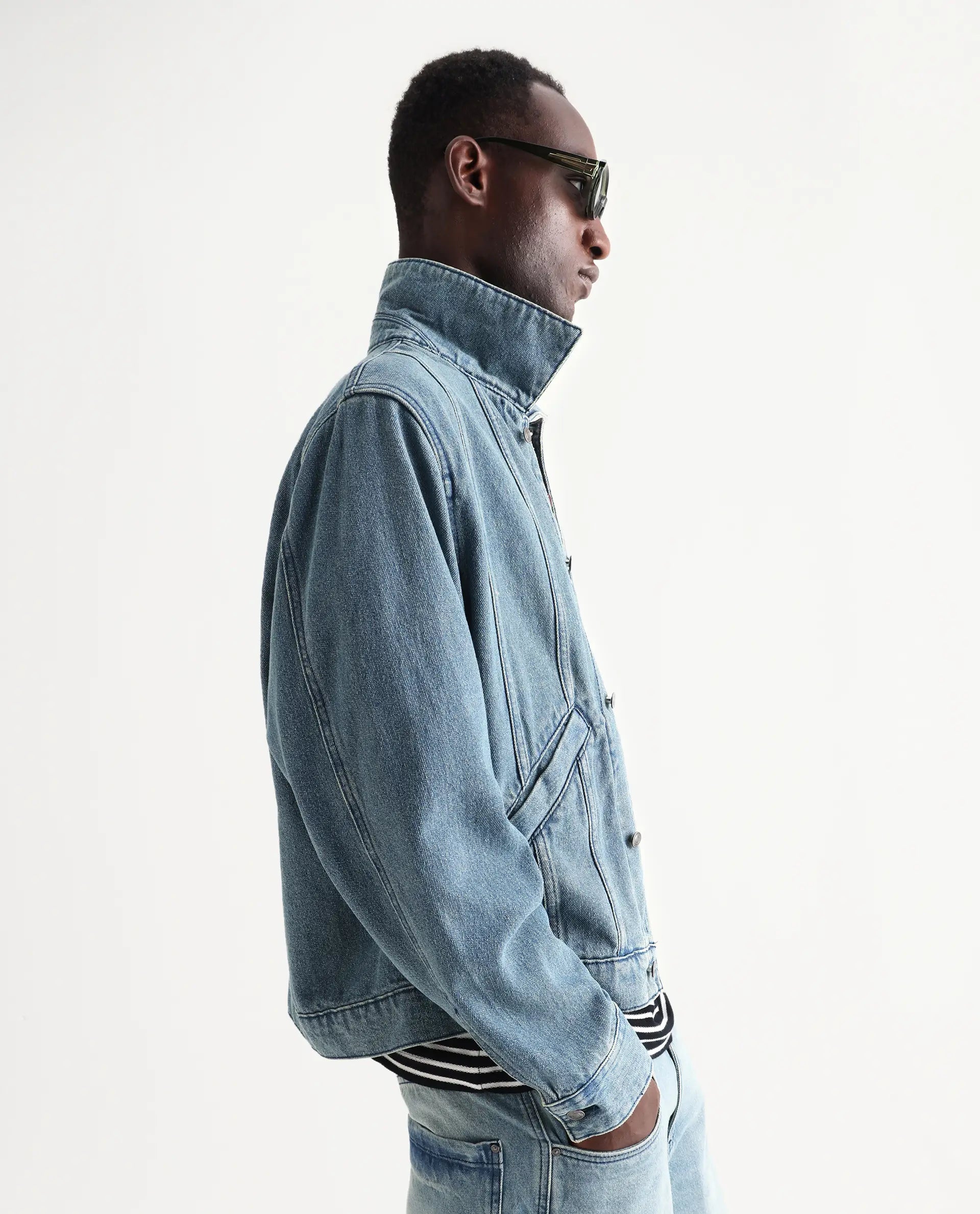 Rare Rabbit Men's Gausst Blue Cotton Plain Regular Fit Full Sleeve Spread Collar Jacket