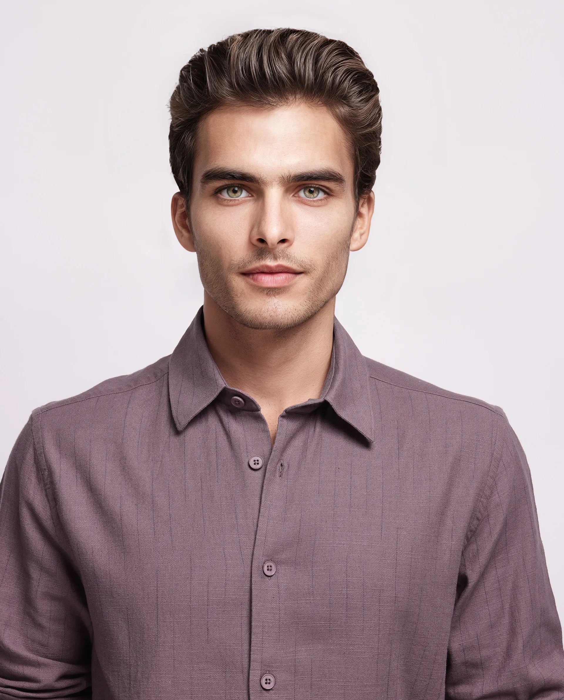 Rare Rabbit Men's Gawa Purple Cotton Striped Print Regular Fit Full Sleeve Collared Shirt